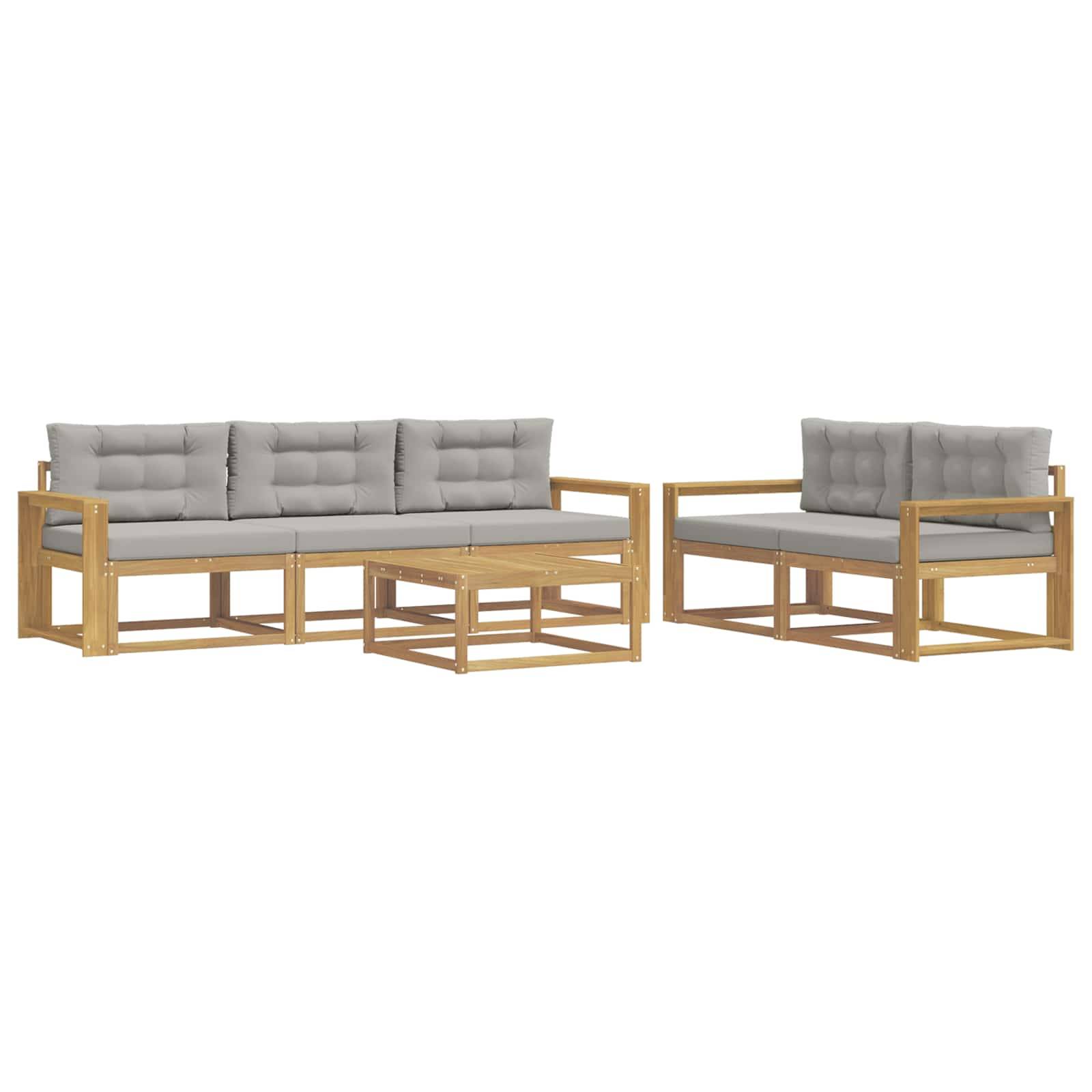 vidaXL Outdoor-Sofagarnitur mit Kissen 6 pcs Weiß und Hellgrau