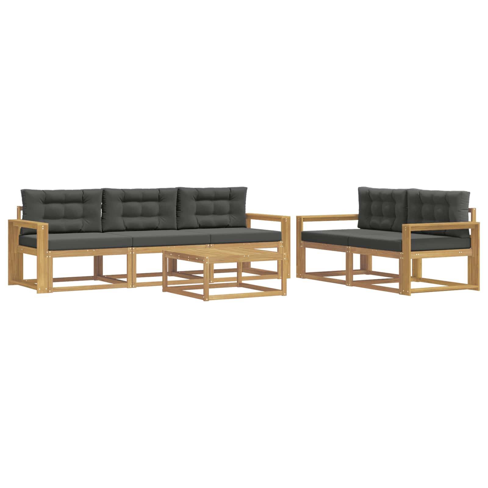 vidaXL Outdoor-Sofagarnitur mit Kissen 6 pcs Weiß und Anthrazit