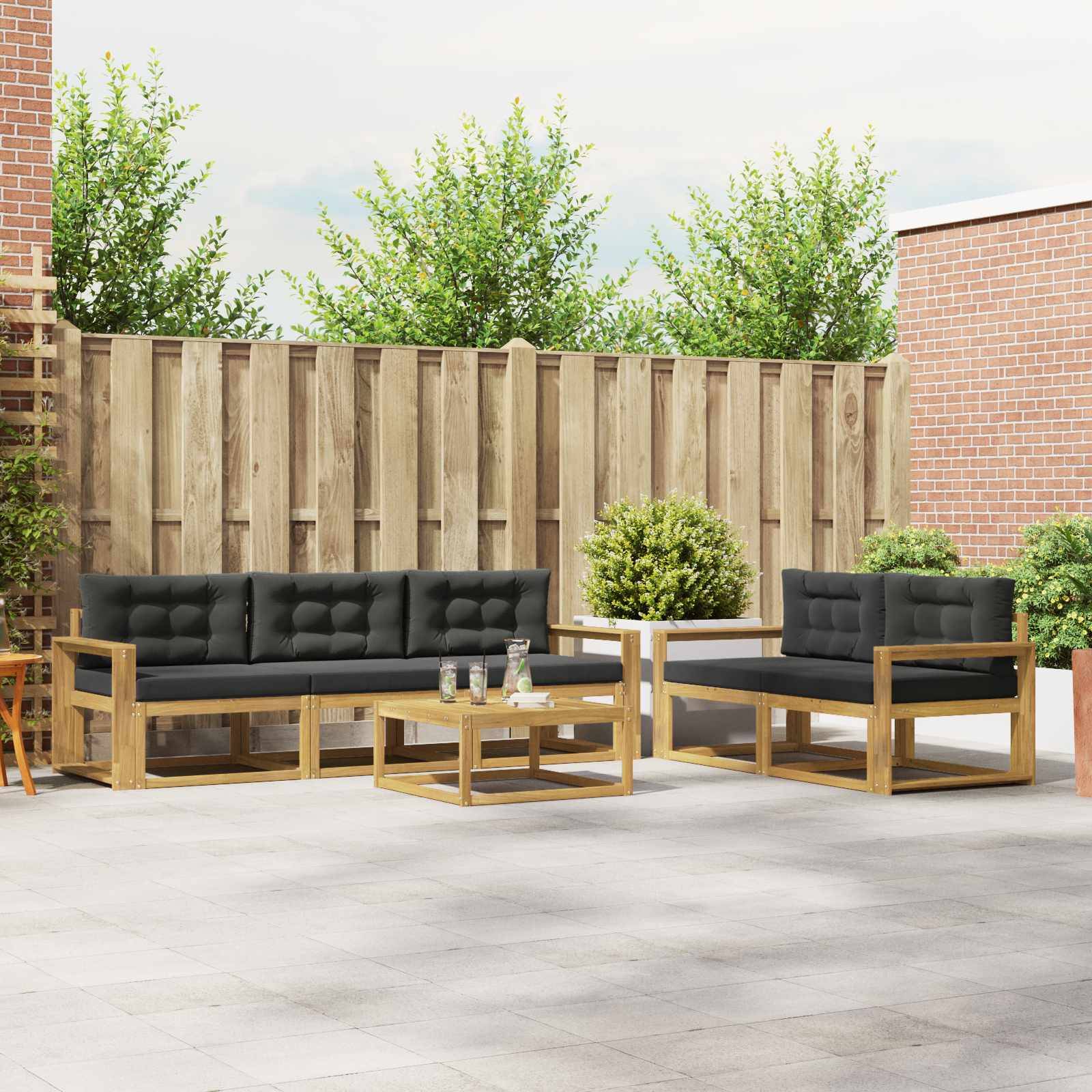 vidaXL Outdoor-Sofagarnitur mit Kissen 6 pcs Weiß und Anthrazit