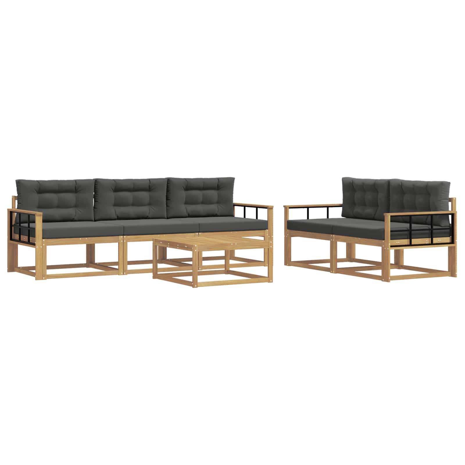 vidaXL Outdoor-Sofagarnitur mit Kissen 6 pcs Weiß und Anthrazit