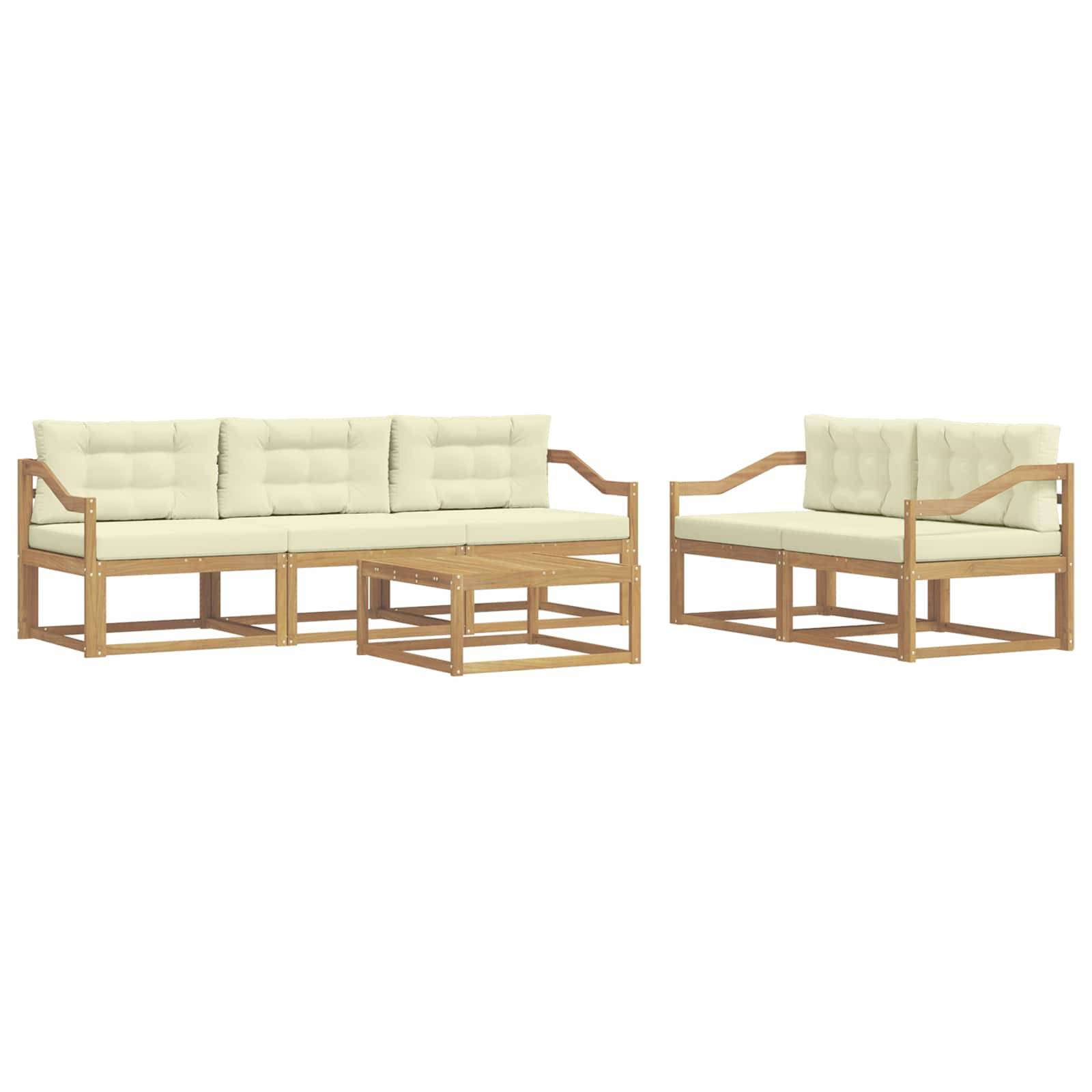 vidaXL Outdoor-Sofagarnitur mit Kissen 6 pcs Weiß und Creme