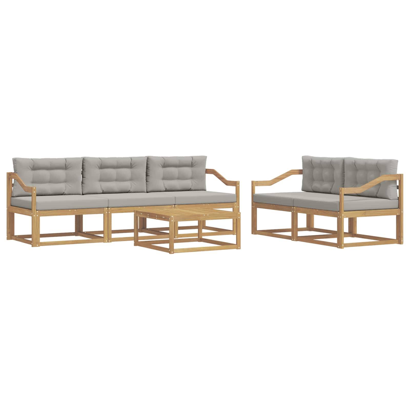 vidaXL Outdoor-Sofagarnitur mit Kissen 6 pcs Weiß und Hellgrau