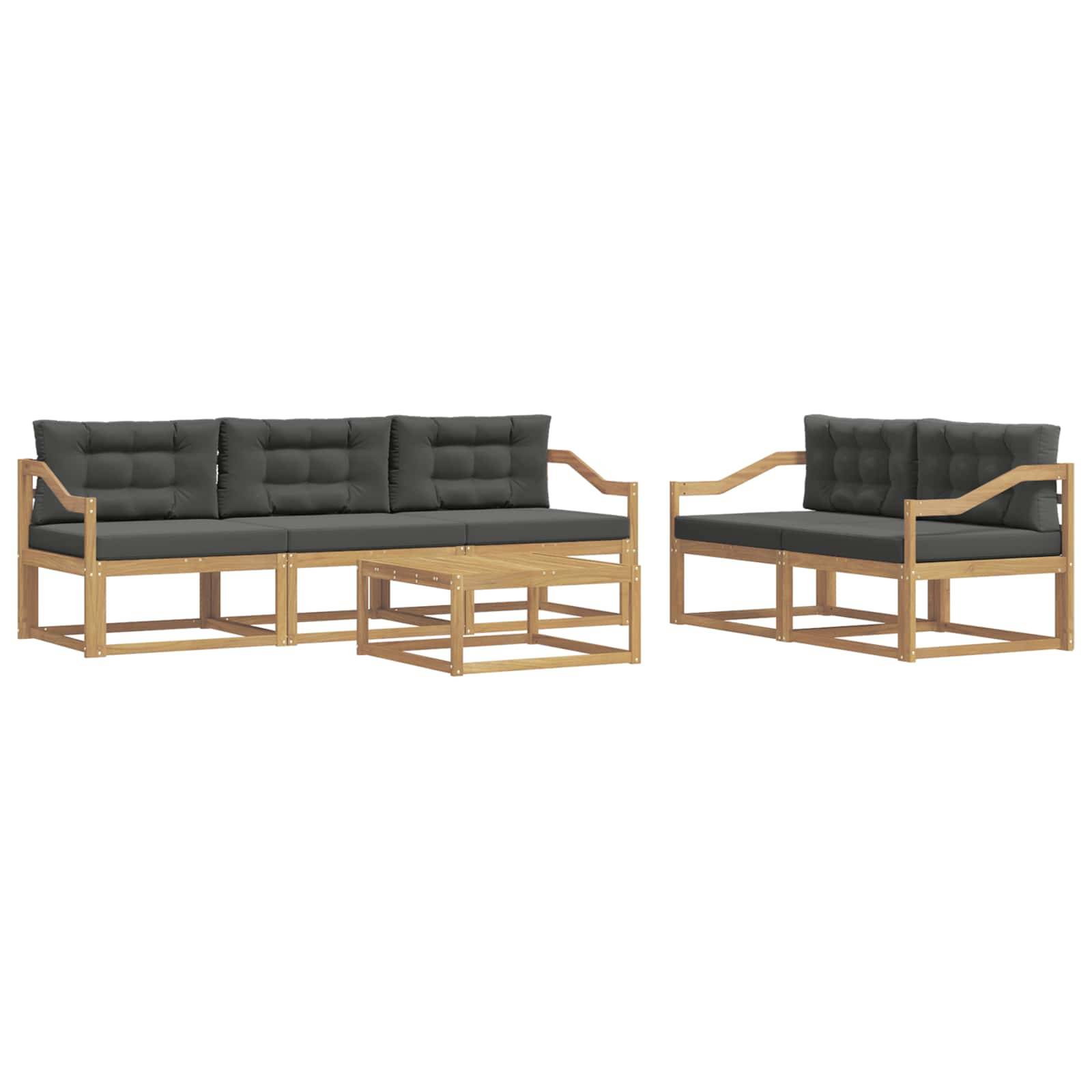 vidaXL Outdoor-Sofagarnitur mit Kissen 6 pcs Weiß und Anthrazit