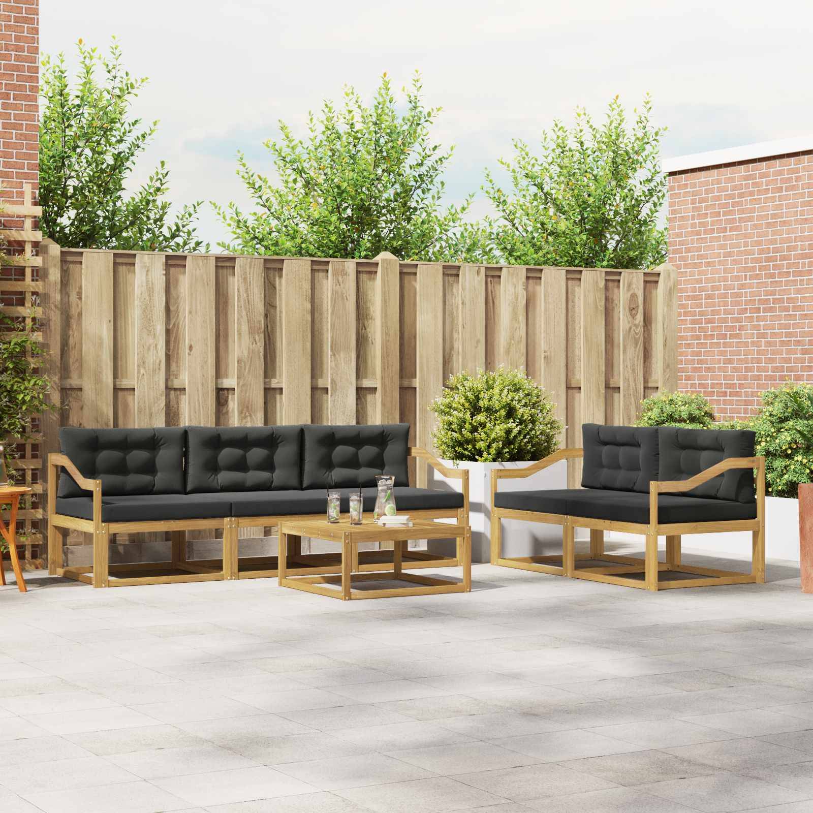 vidaXL Outdoor-Sofagarnitur mit Kissen 6 pcs Weiß und Anthrazit