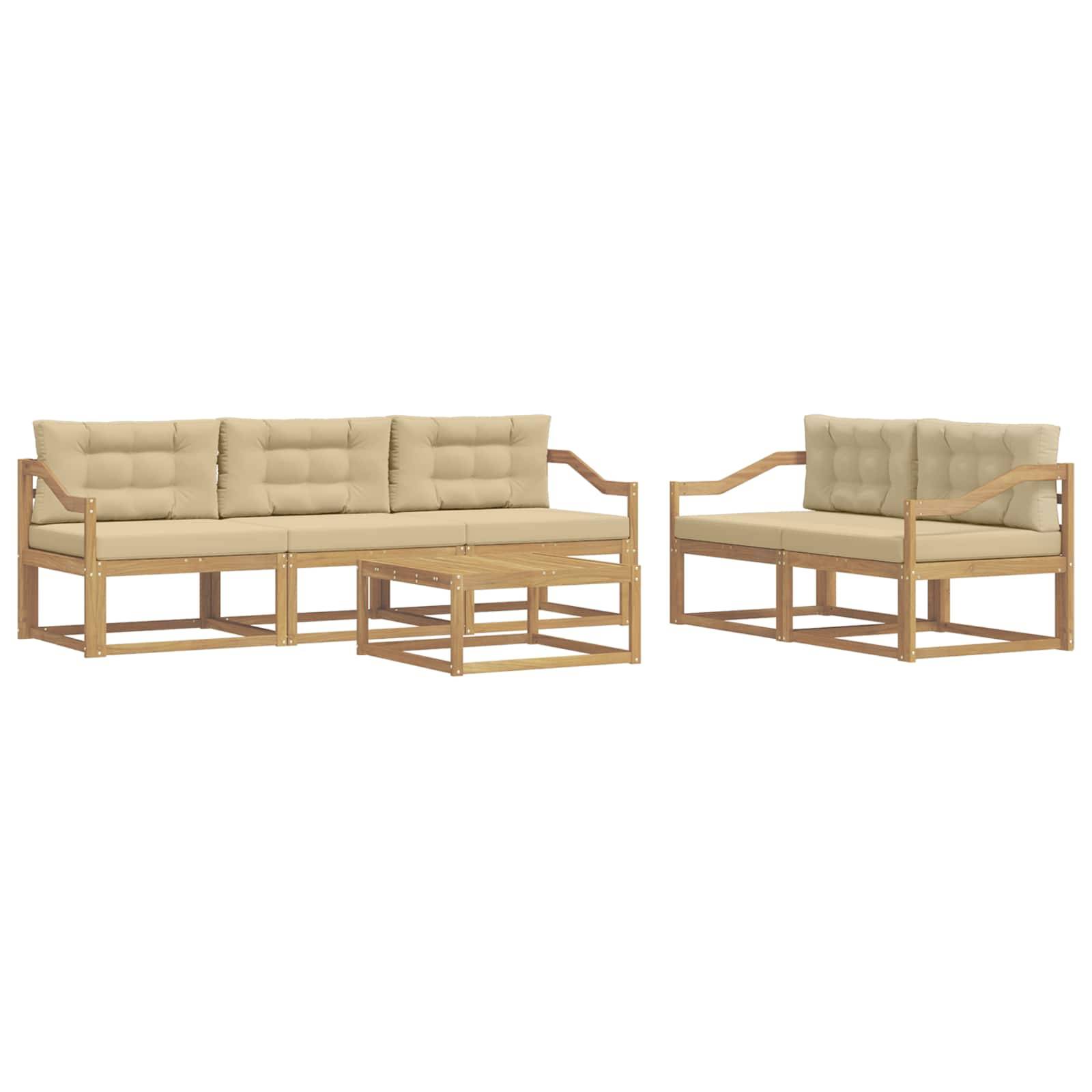 vidaXL Outdoor-Sofagarnitur mit Kissen 6 pcs Weiß und Beige
