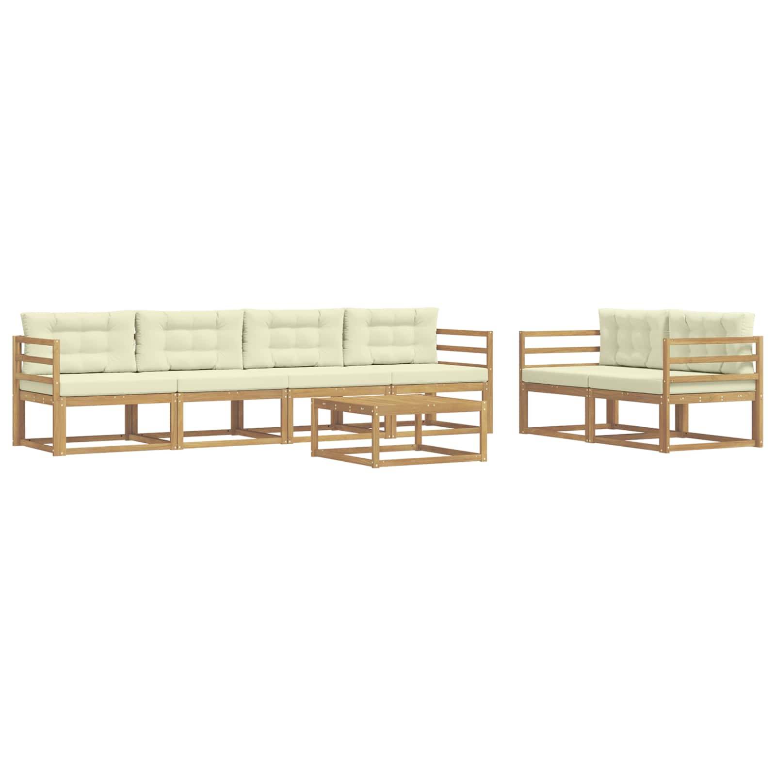 vidaXL Outdoor-Sofagarnitur mit Kissen 6 pcs Weiß und Creme
