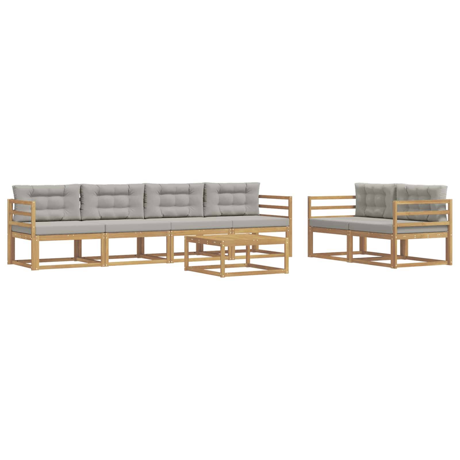 vidaXL Outdoor-Sofagarnitur mit Kissen 6 pcs Weiß und Hellgrau