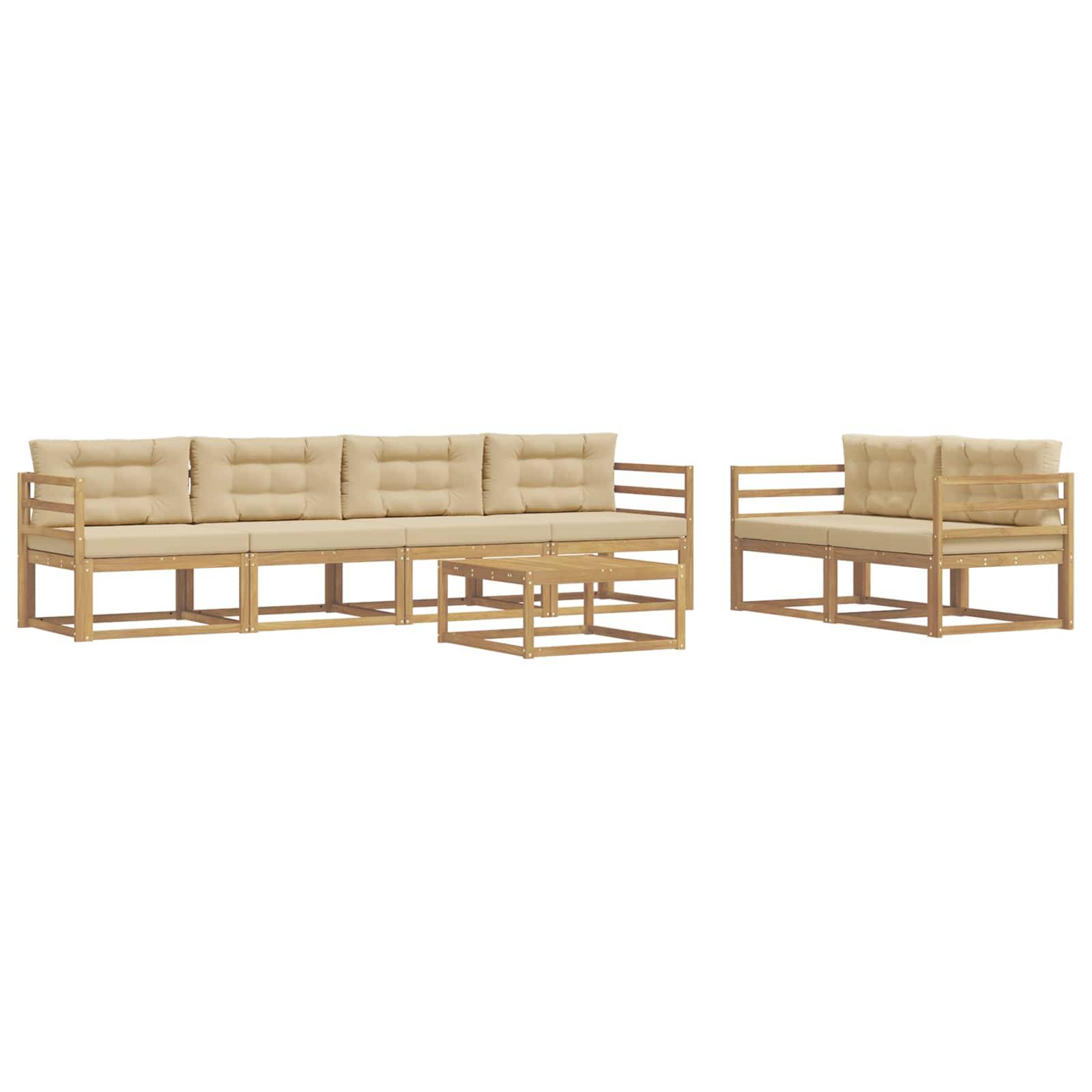 vidaXL Outdoor-Sofagarnitur mit Kissen 6 pcs Weiß und Beige