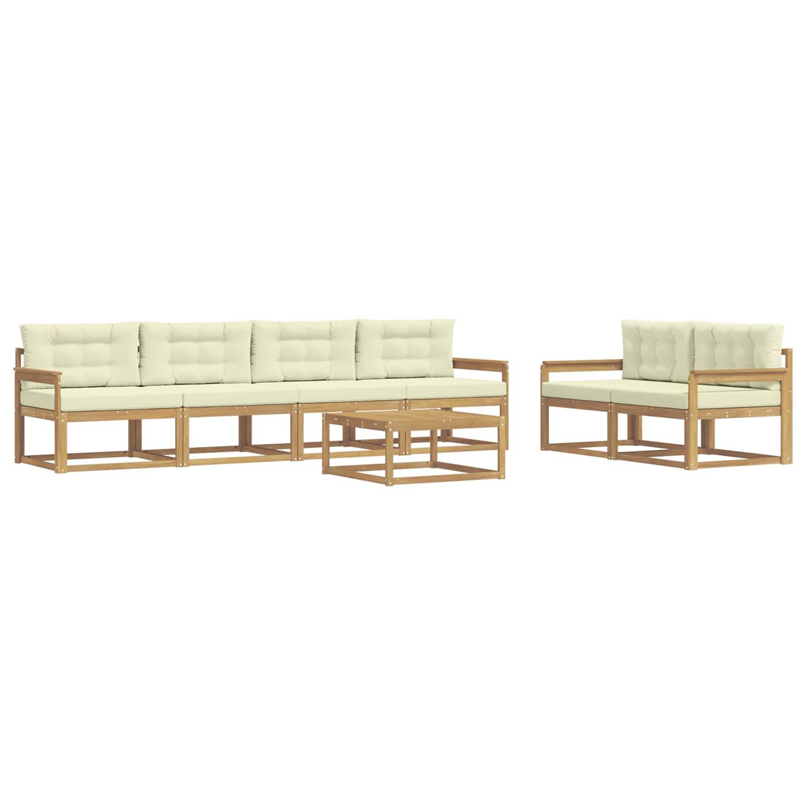 vidaXL Outdoor-Sofagarnitur mit Kissen 6 pcs Weiß und Creme