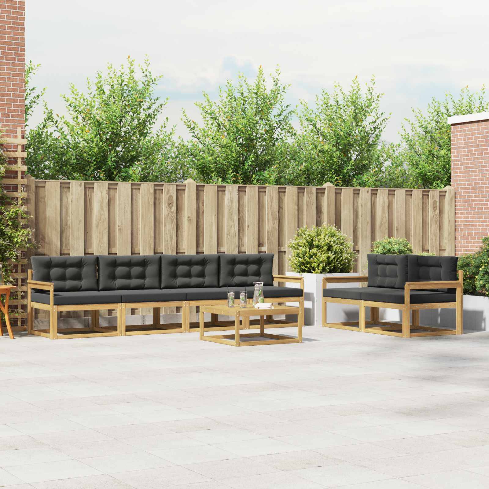 vidaXL Outdoor-Sofagarnitur mit Kissen 6 pcs Weiß und Anthrazit