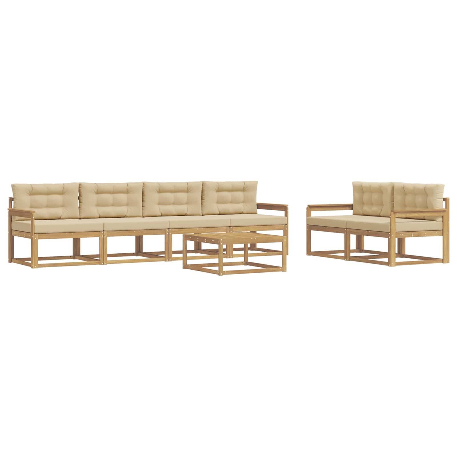 vidaXL Outdoor-Sofagarnitur mit Kissen 6 pcs Weiß und Beige