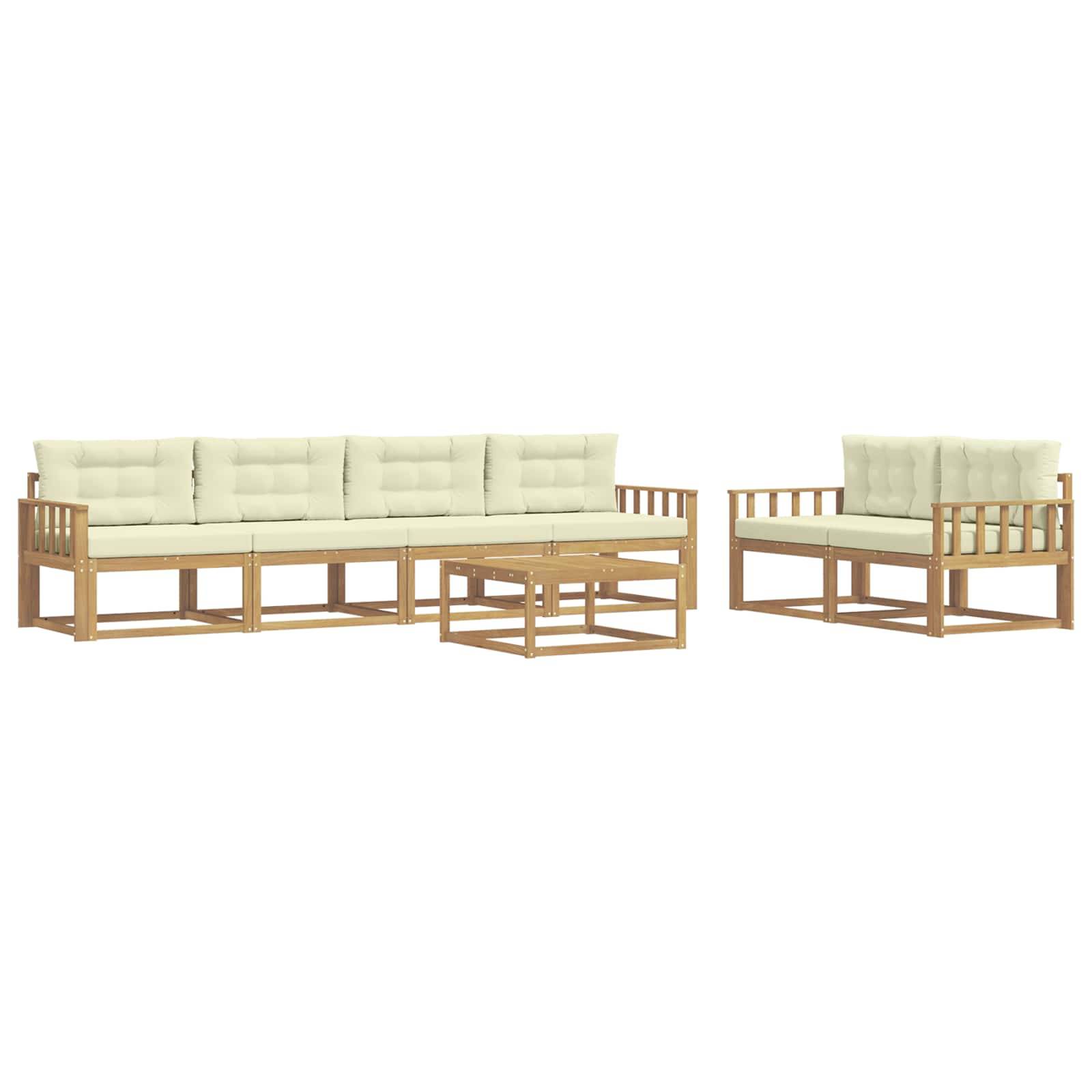 vidaXL Outdoor-Sofagarnitur mit Kissen 6 pcs Weiß und Creme