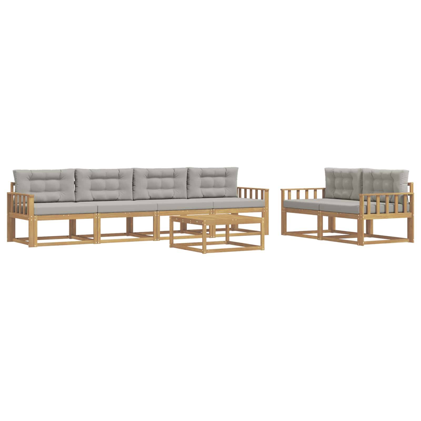 vidaXL Outdoor-Sofagarnitur mit Kissen 6 pcs Weiß und Hellgrau