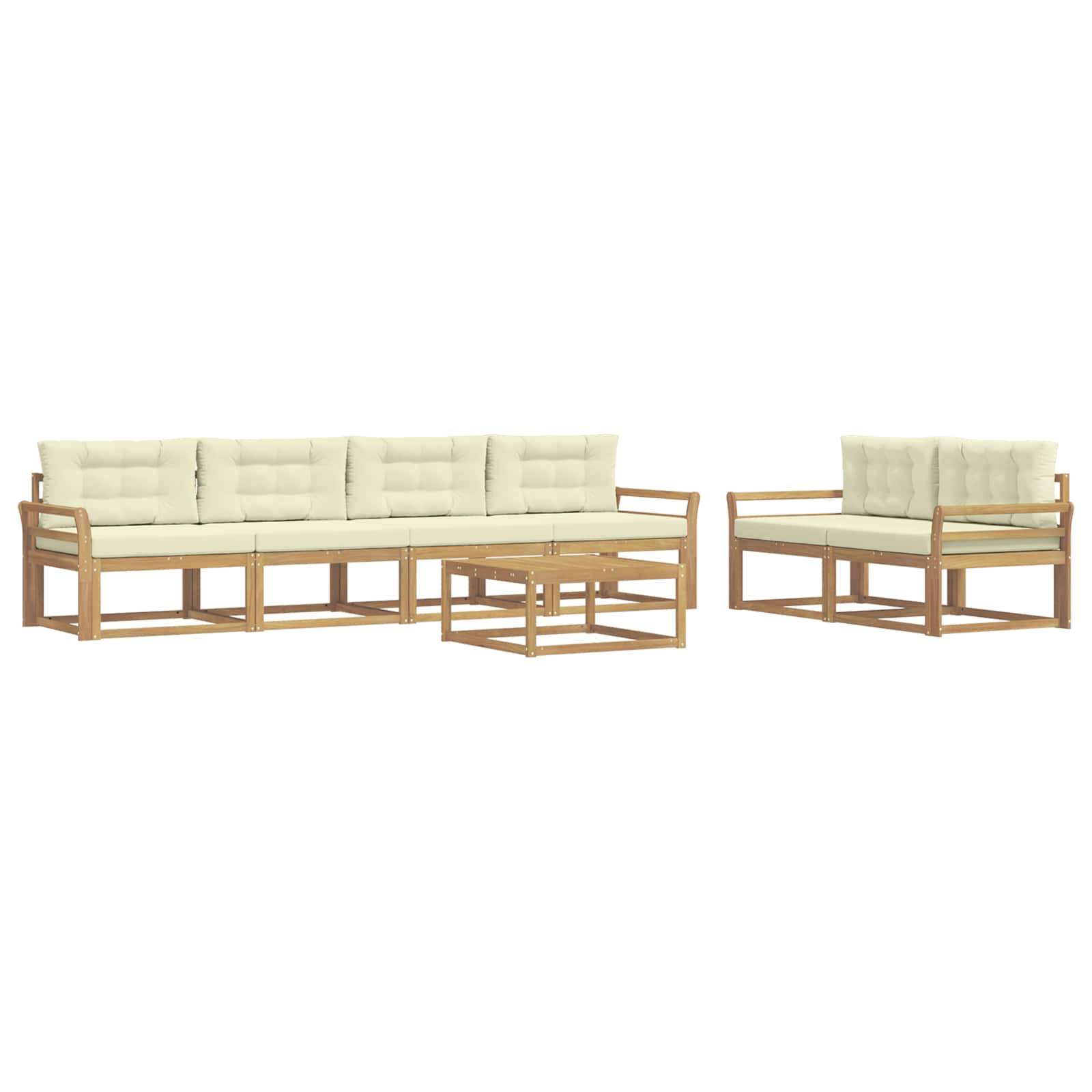 vidaXL Outdoor-Sofagarnitur mit Kissen 6 pcs Weiß und Creme