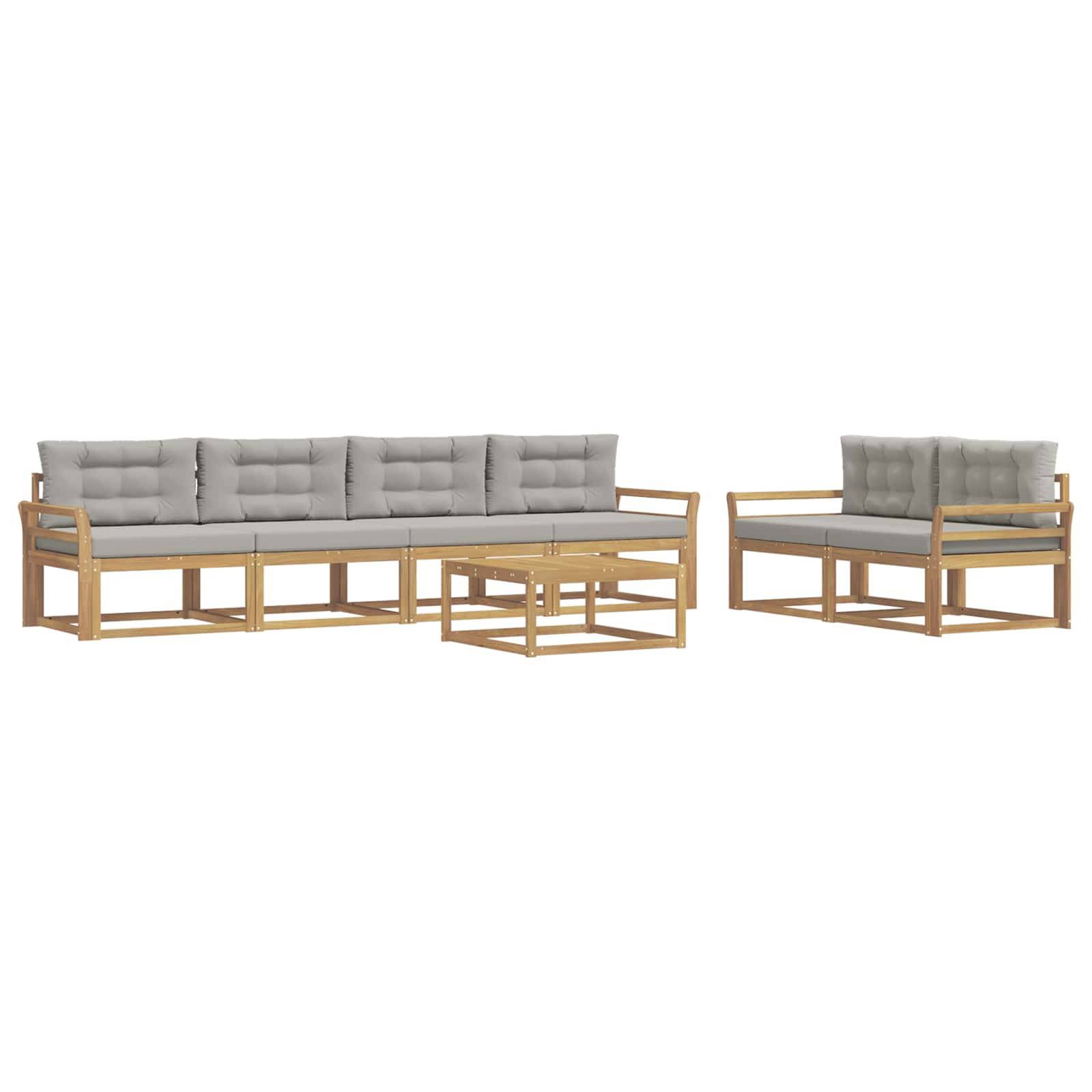 vidaXL Outdoor-Sofagarnitur mit Kissen 6 pcs Weiß und Hellgrau