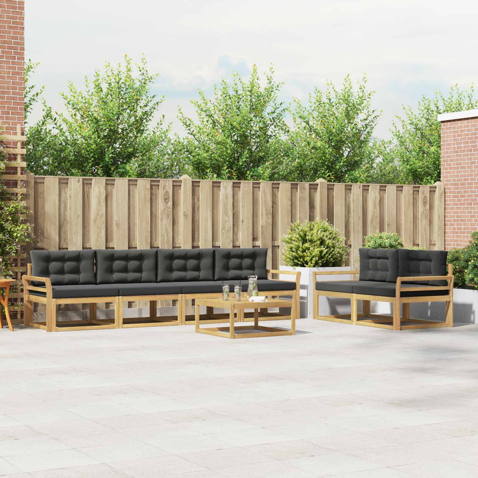vidaXL Outdoor-Sofagarnitur mit Kissen 6 pcs Weiß und Anthrazit