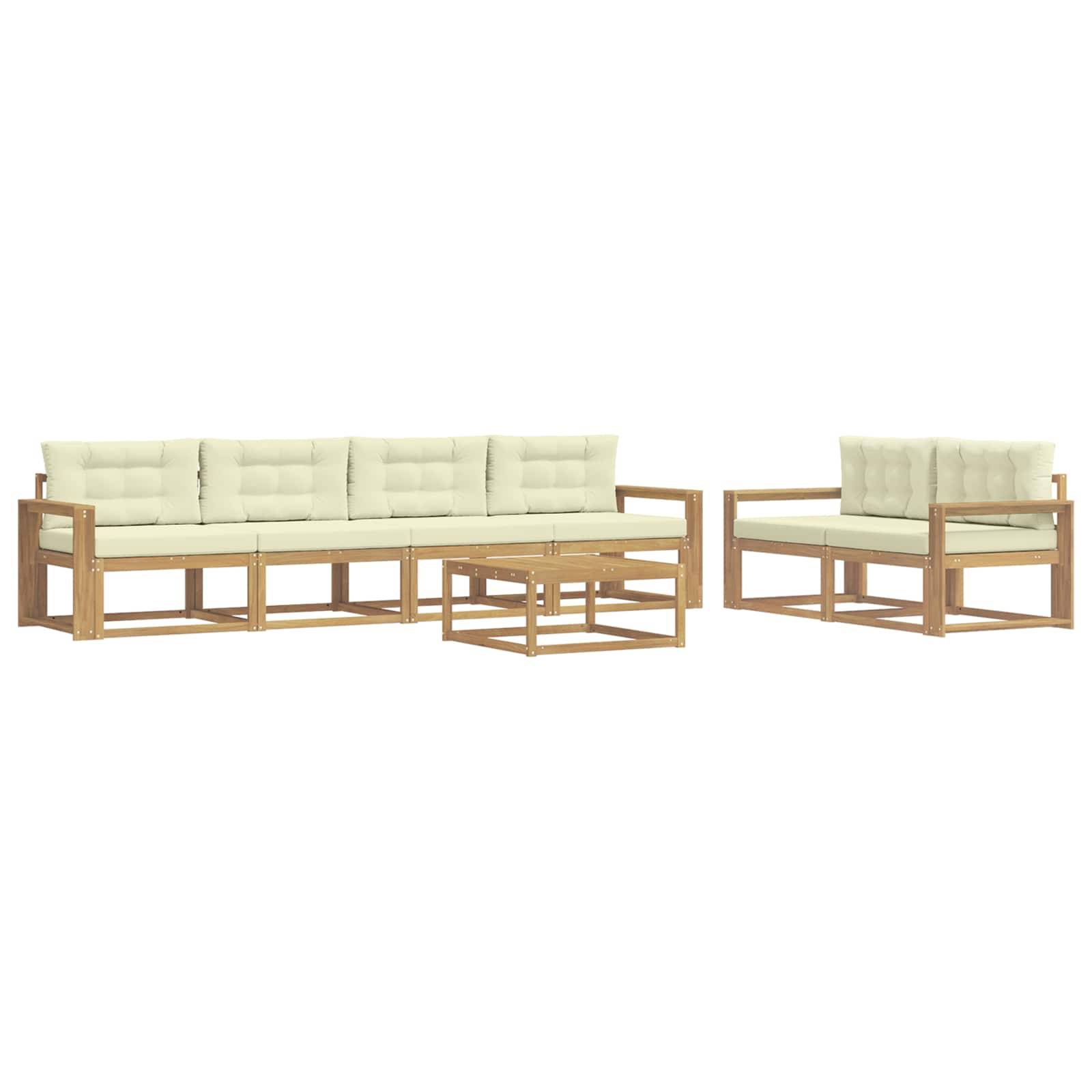 vidaXL Outdoor-Sofagarnitur mit Kissen 6 pcs Weiß und Creme