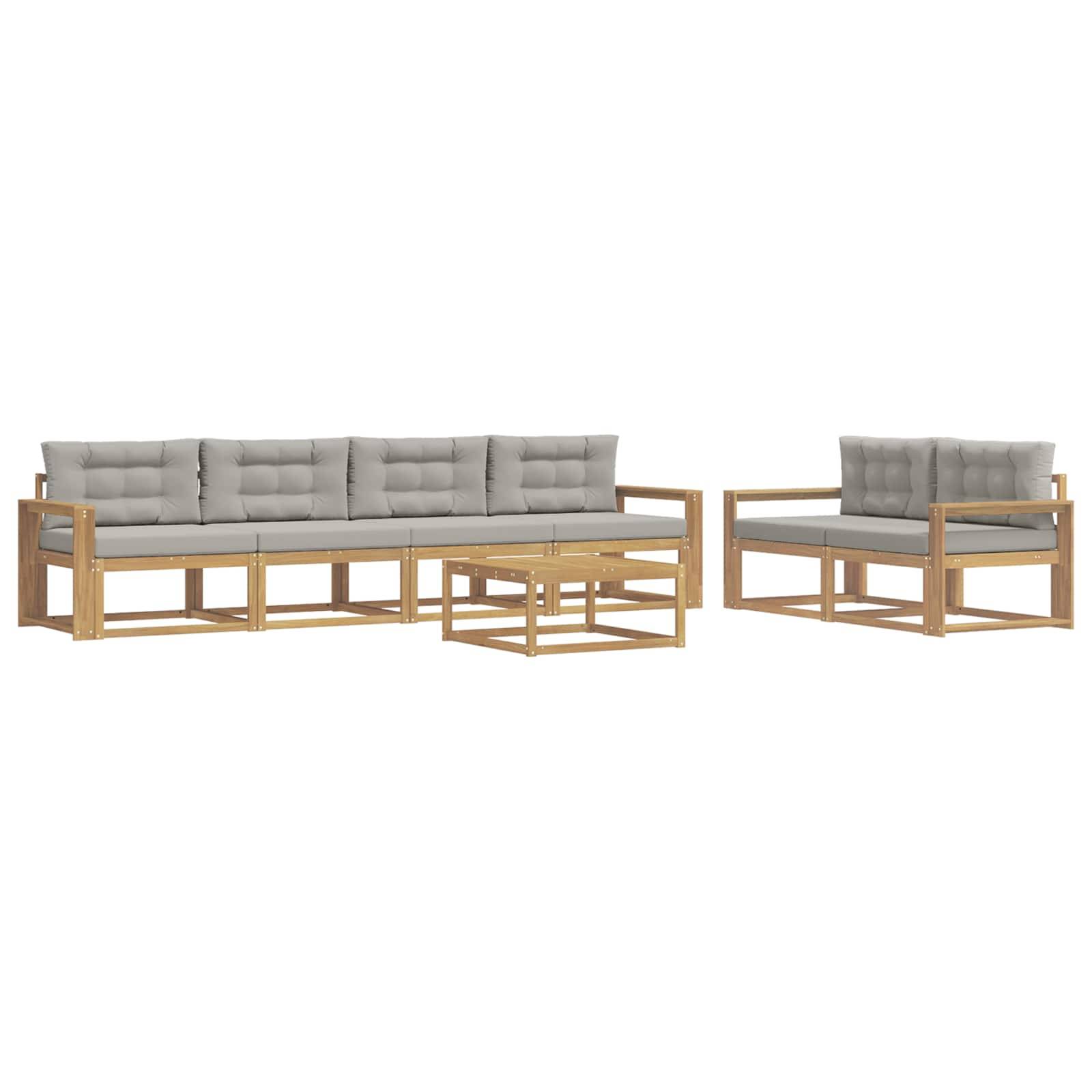 vidaXL Outdoor-Sofagarnitur mit Kissen 6 pcs Weiß und Hellgrau