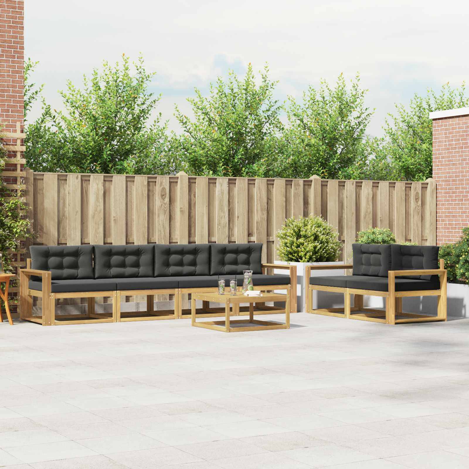 vidaXL Outdoor-Sofagarnitur mit Kissen 6 pcs Weiß und Anthrazit