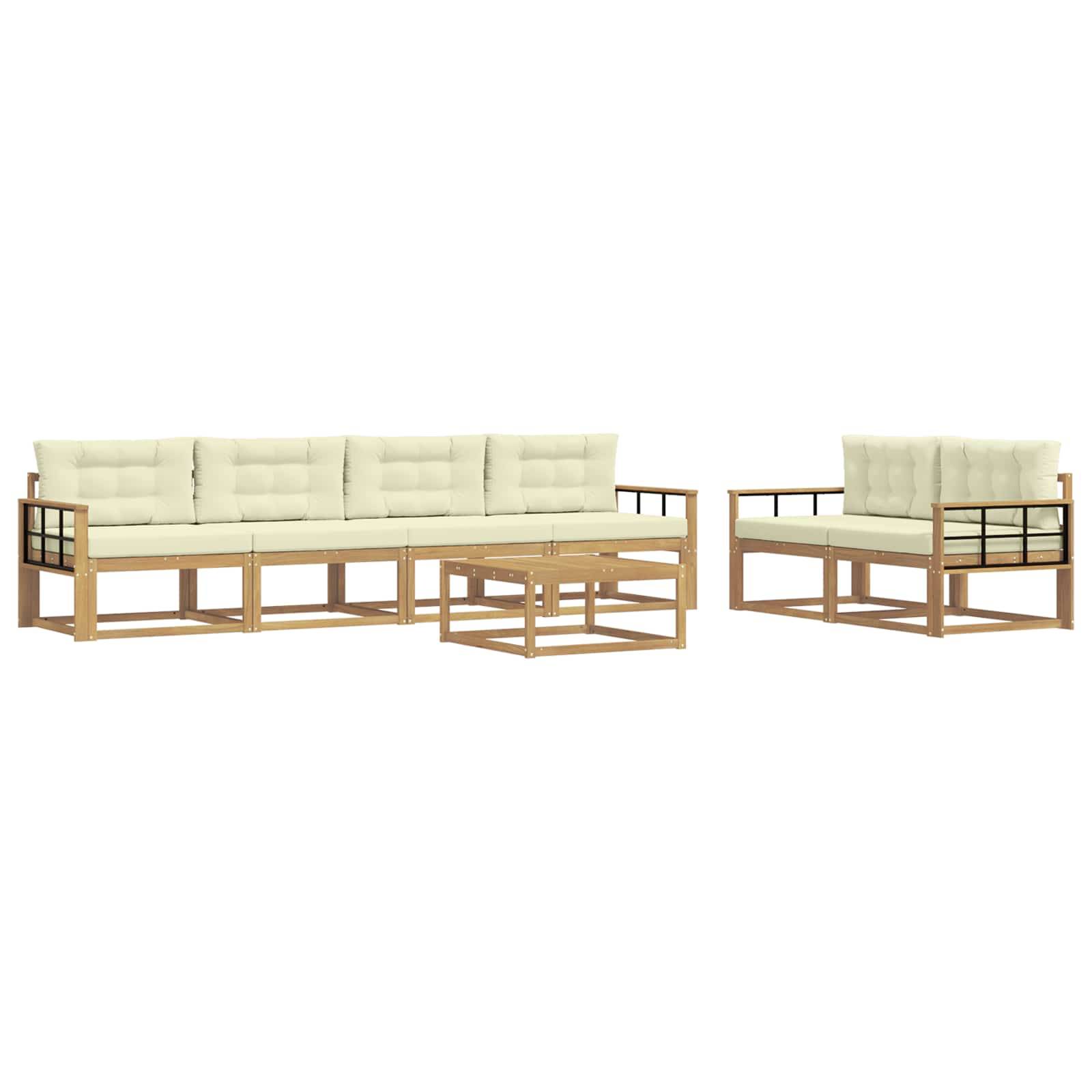 vidaXL Outdoor-Sofagarnitur mit Kissen 6 pcs Weiß und Creme