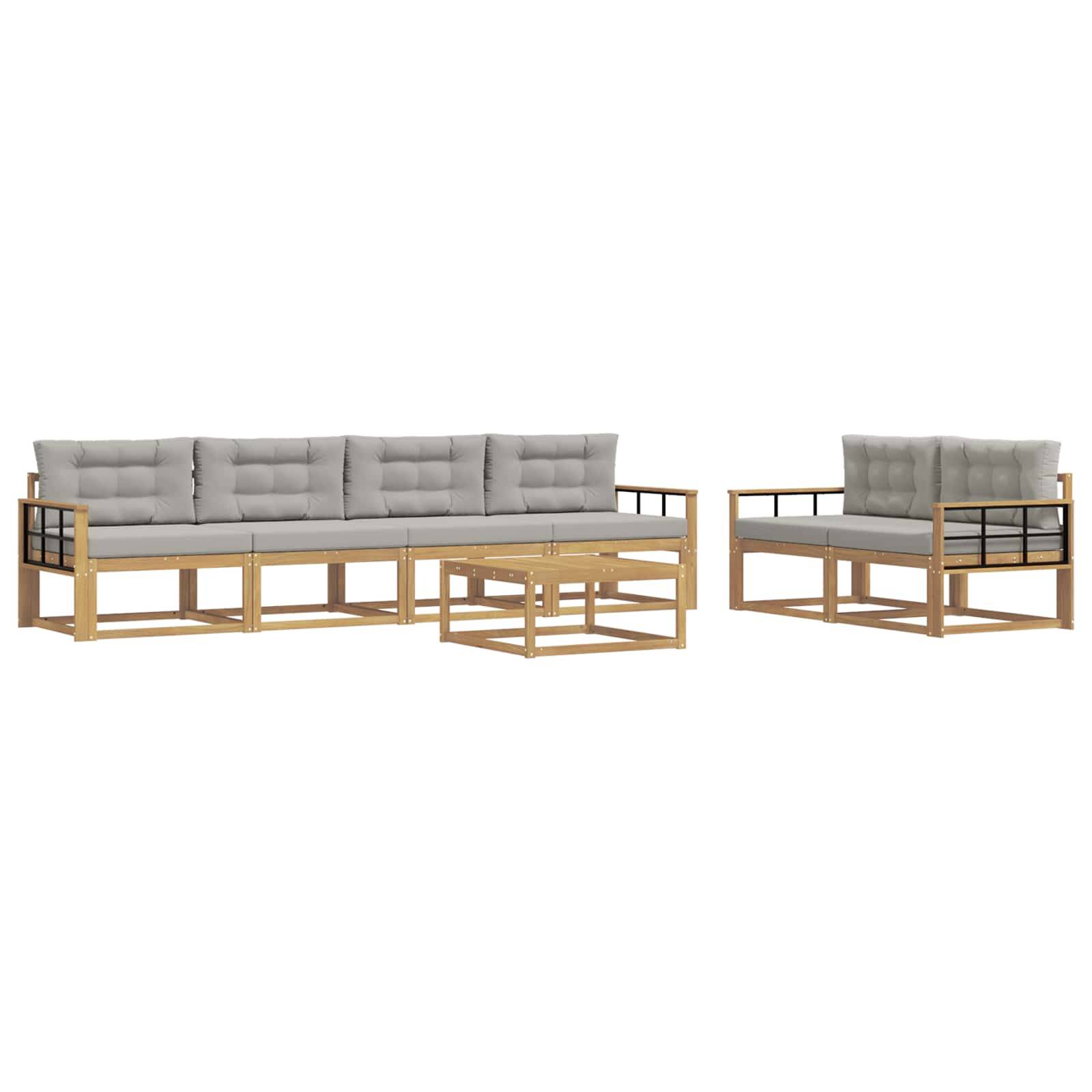 vidaXL Outdoor-Sofagarnitur mit Kissen 6 pcs Weiß und Hellgrau