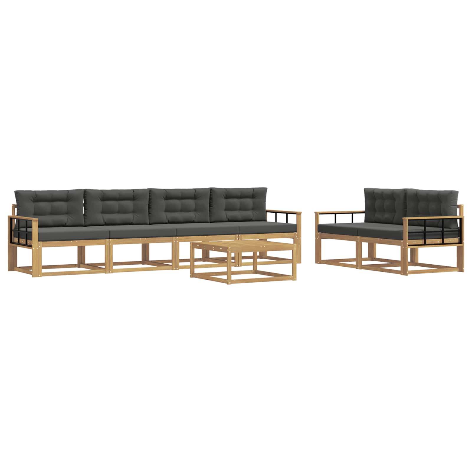 vidaXL Outdoor-Sofagarnitur mit Kissen 6 pcs Weiß und Anthrazit