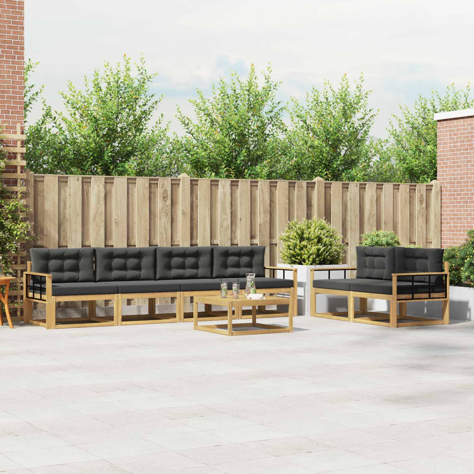 vidaXL Outdoor-Sofagarnitur mit Kissen 6 pcs Weiß und Anthrazit