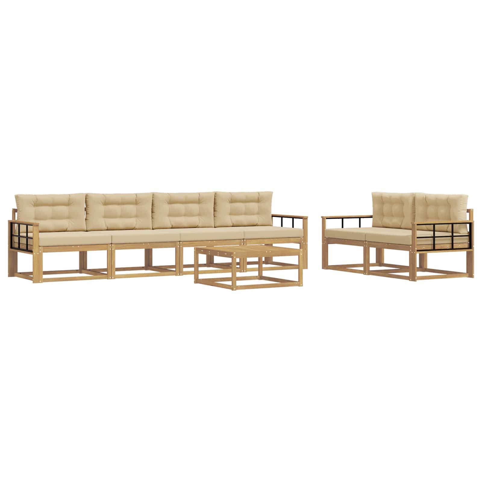 vidaXL Outdoor-Sofagarnitur mit Kissen 6 pcs Weiß und Beige