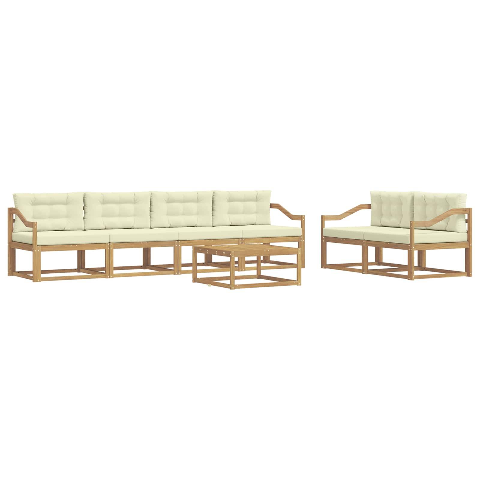 vidaXL Outdoor-Sofagarnitur mit Kissen 6 pcs Weiß und Creme
