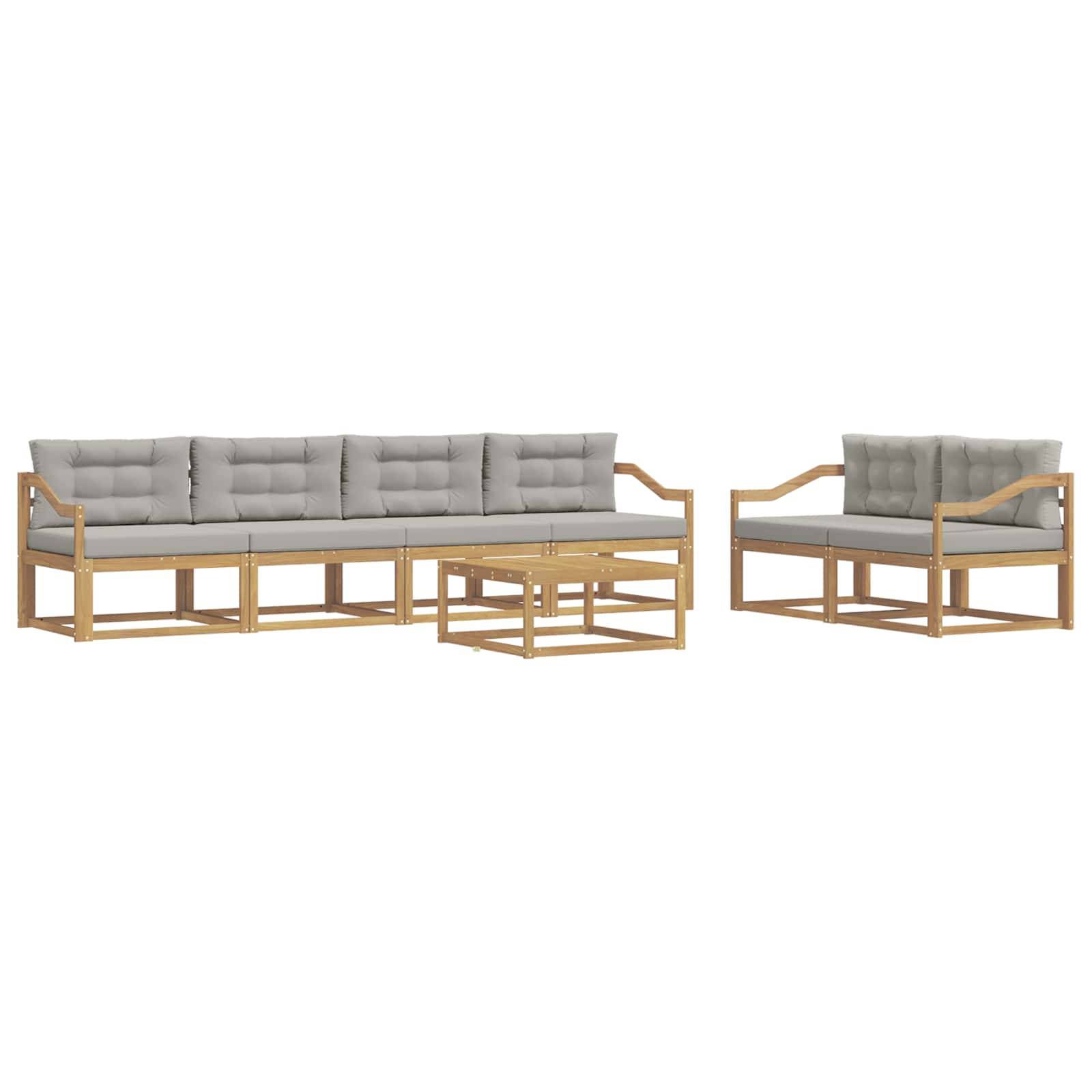 vidaXL Outdoor-Sofagarnitur mit Kissen 6 pcs Weiß und Hellgrau