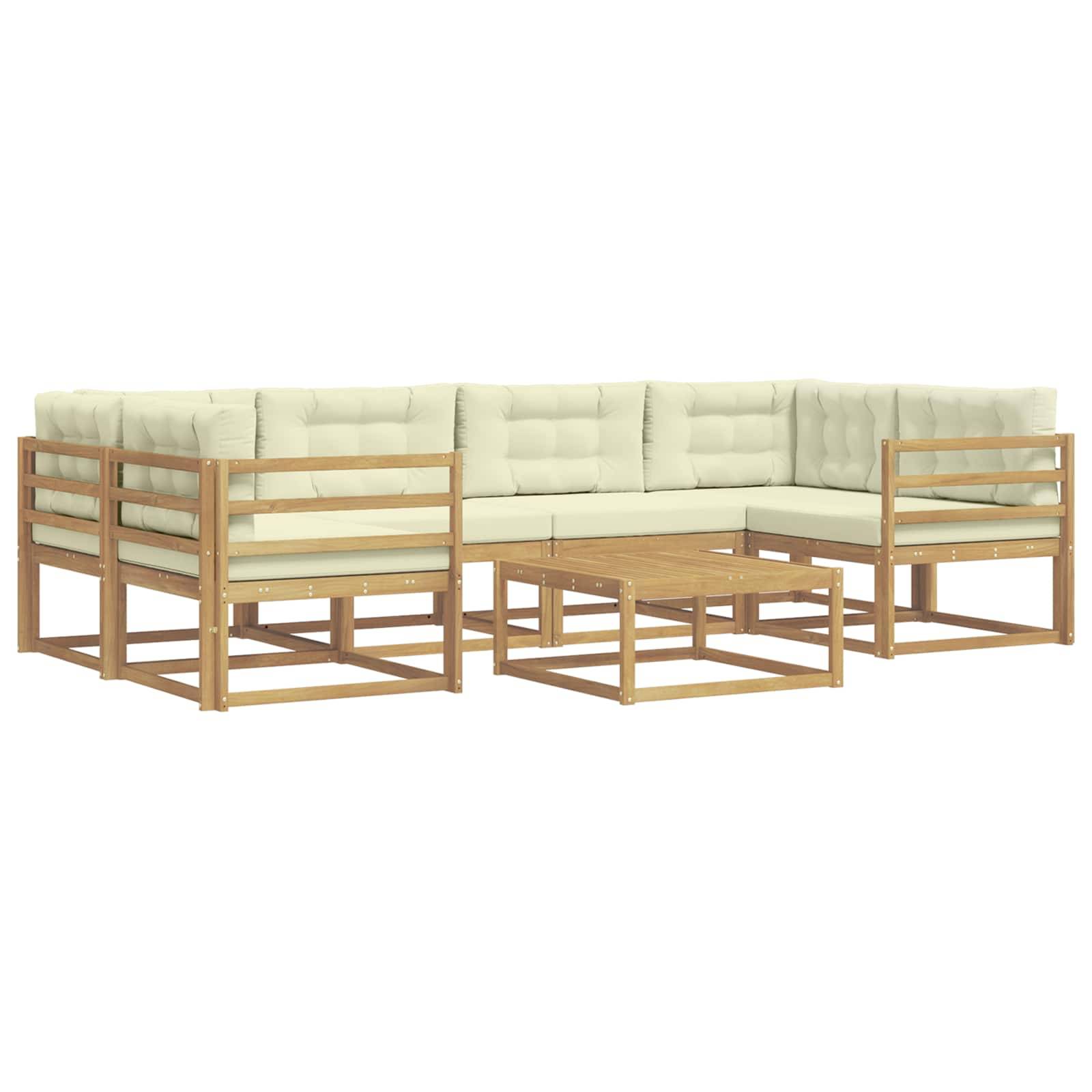 vidaXL Outdoor-Sofagarnitur mit Kissen 5 pcs Weiß und Creme