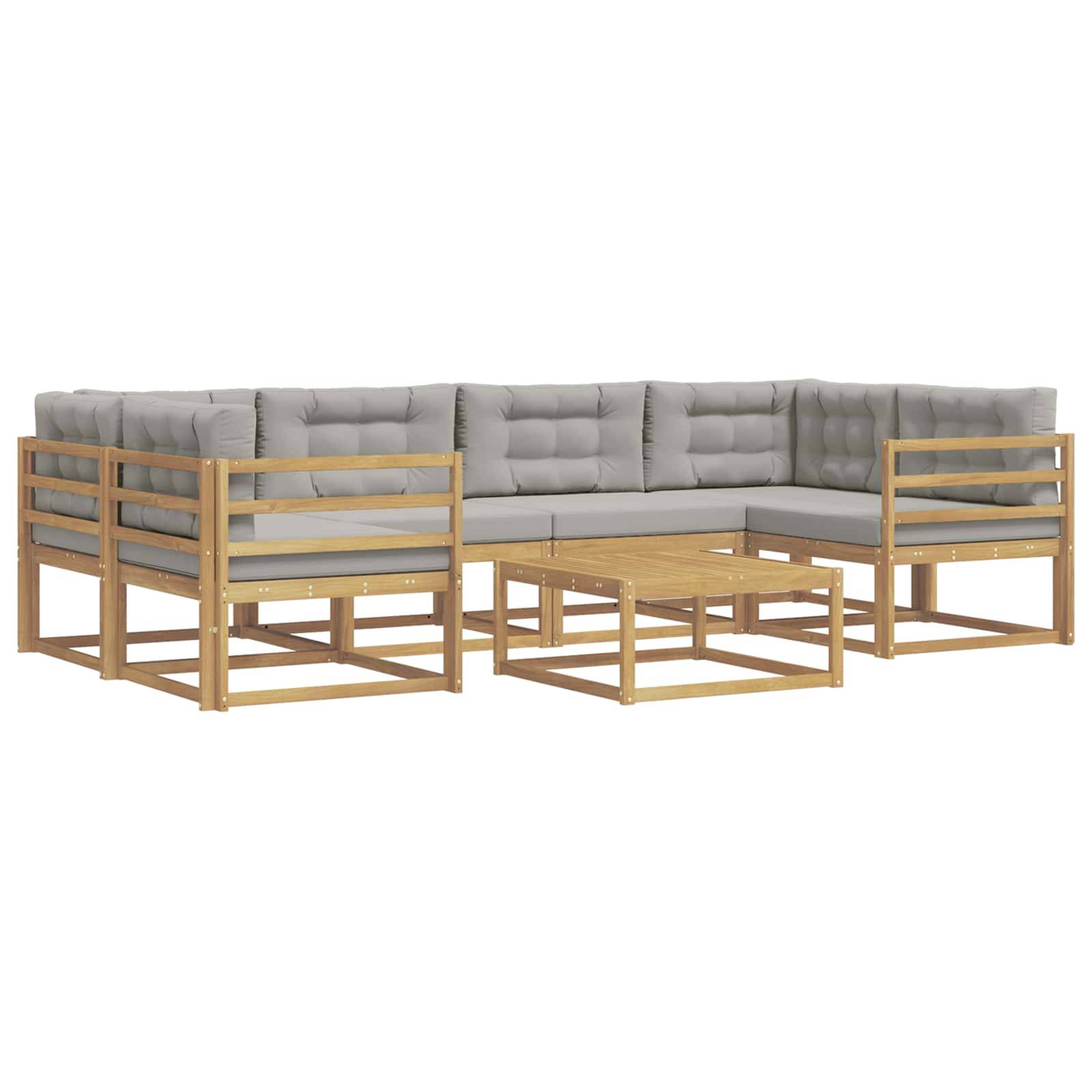 vidaXL Outdoor-Sofagarnitur mit Kissen 5 pcs Weiß und Hellgrau