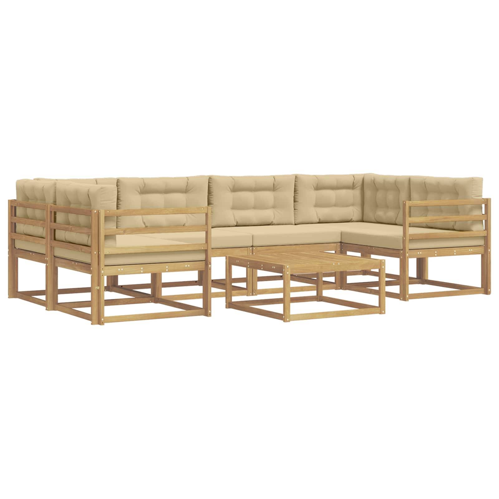 vidaXL Outdoor-Sofagarnitur mit Kissen 5 pcs Weiß und Beige