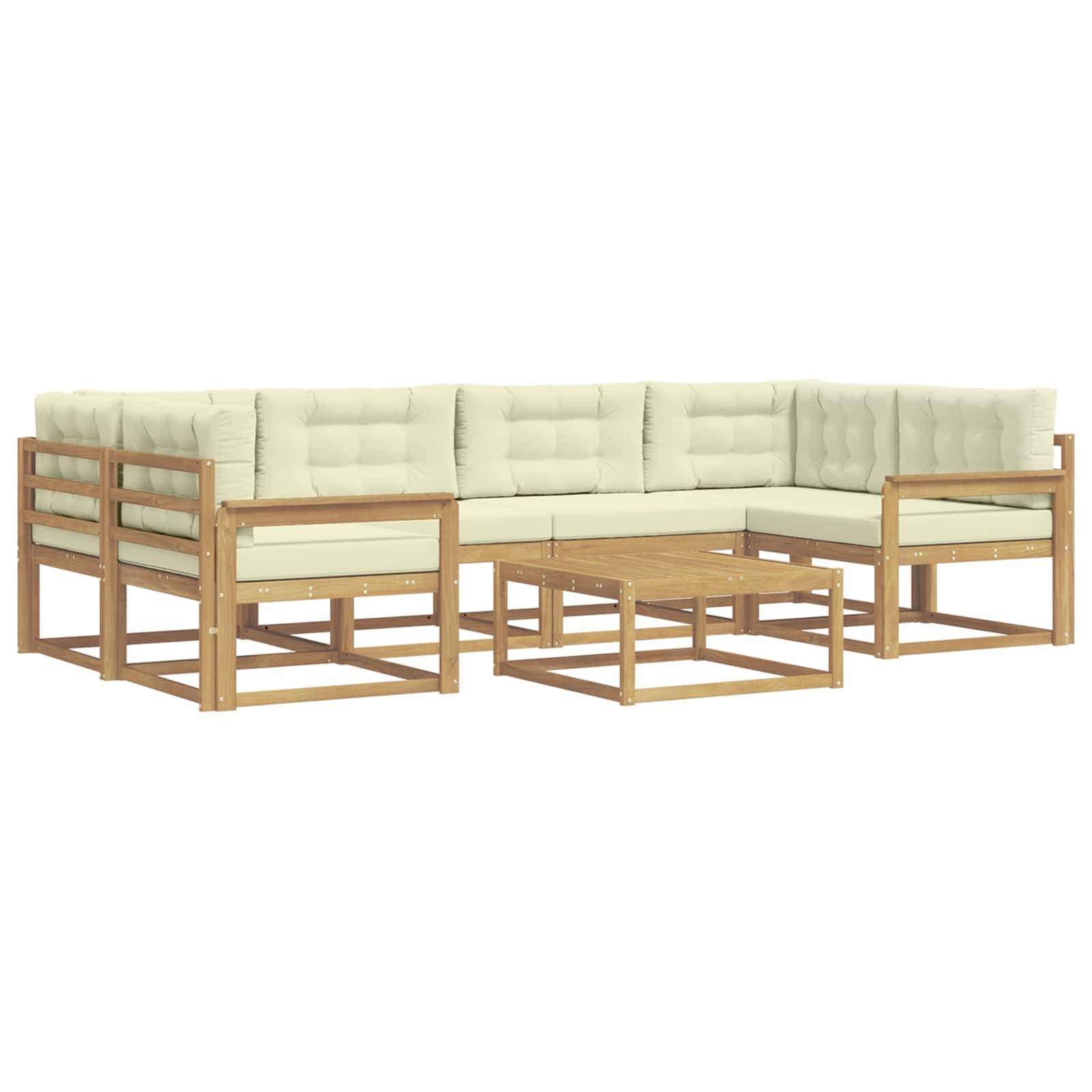 vidaXL Outdoor-Sofagarnitur mit Kissen 5 pcs Weiß und Creme