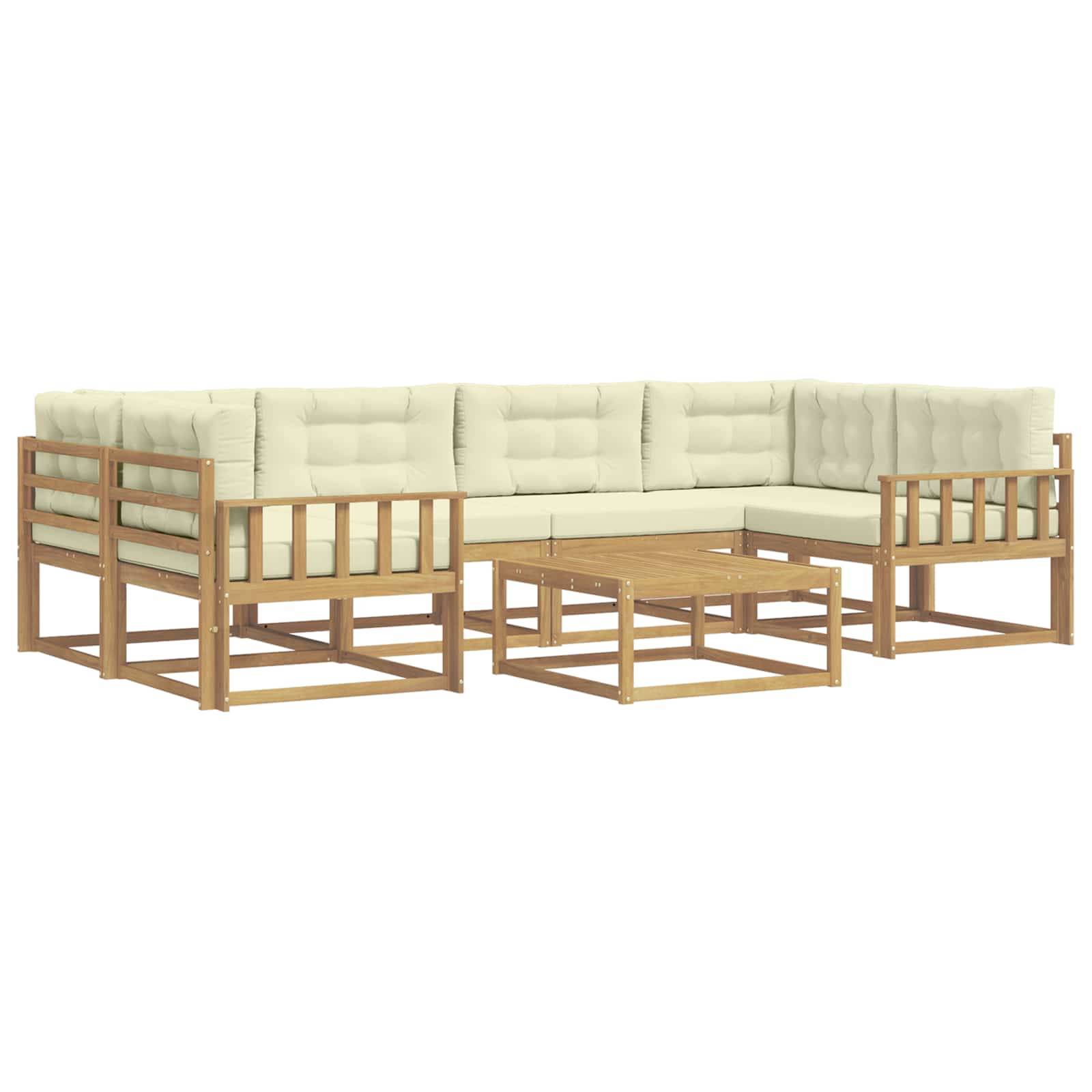 vidaXL Outdoor-Sofagarnitur mit Kissen 5 pcs Weiß und Creme