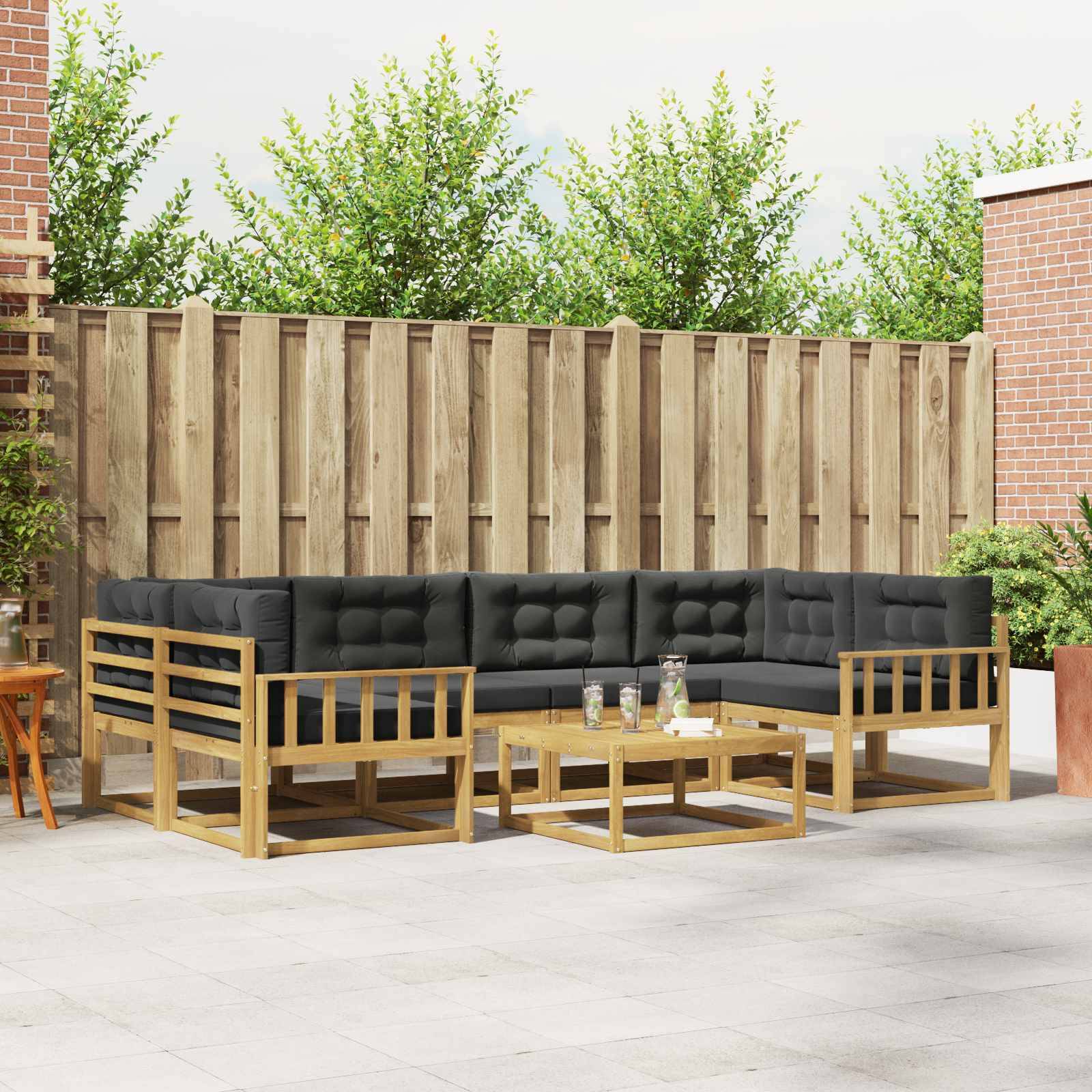 vidaXL Outdoor-Sofagarnitur mit Kissen 5 pcs Weiß und Anthrazit