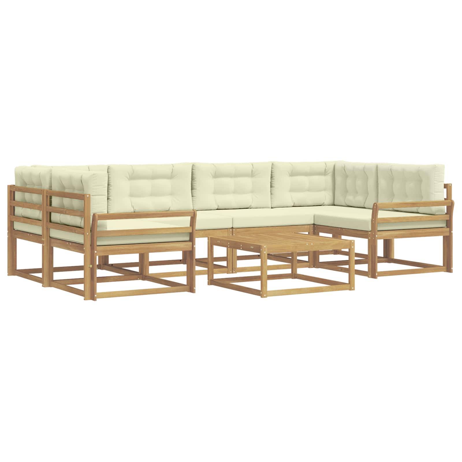 vidaXL Outdoor-Sofagarnitur mit Kissen 5 pcs Weiß und Creme