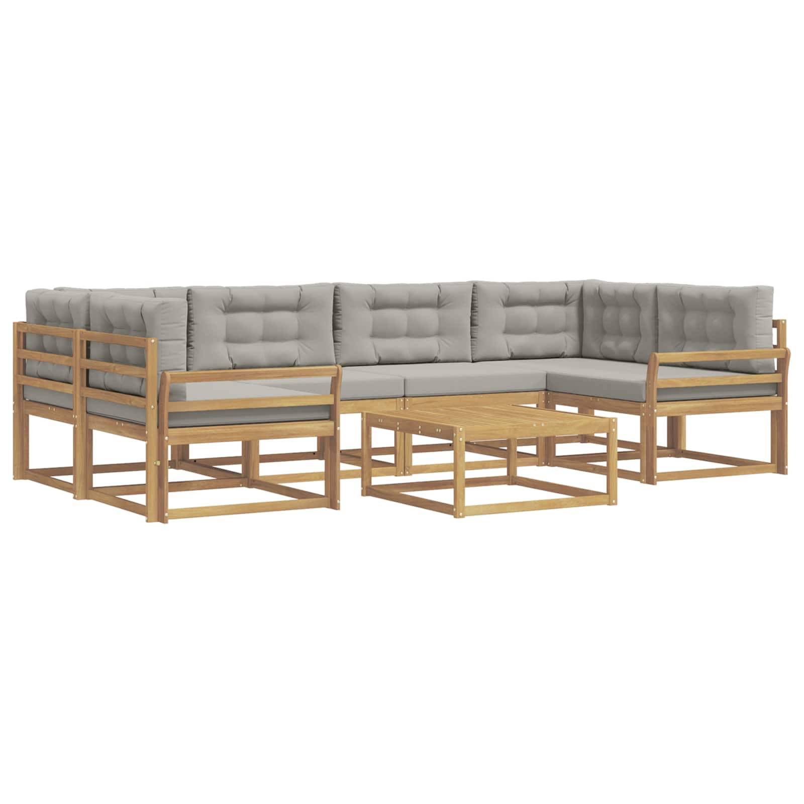 vidaXL Outdoor-Sofagarnitur mit Kissen 5 pcs Weiß und Hellgrau