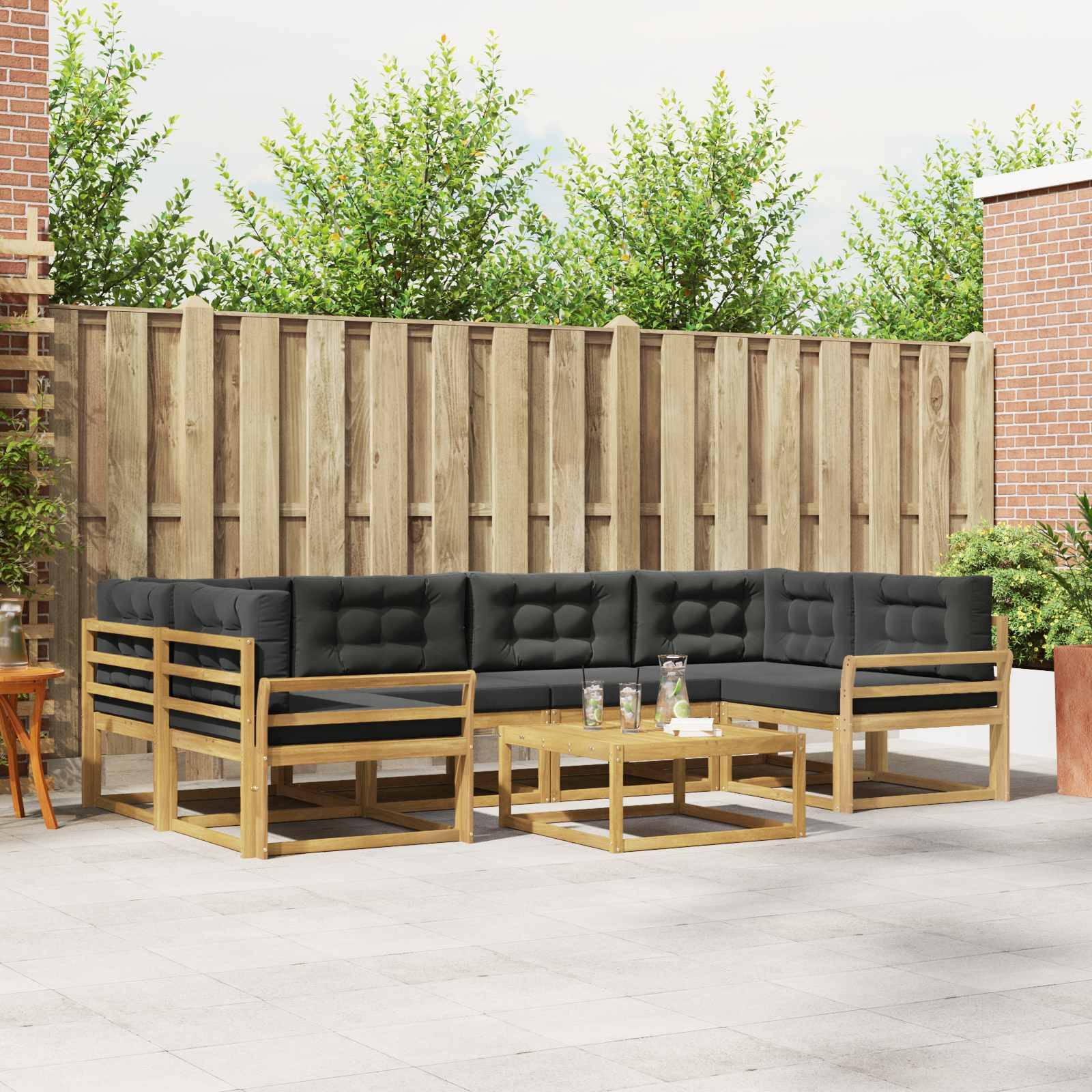 vidaXL Outdoor-Sofagarnitur mit Kissen 5 pcs Weiß und Anthrazit