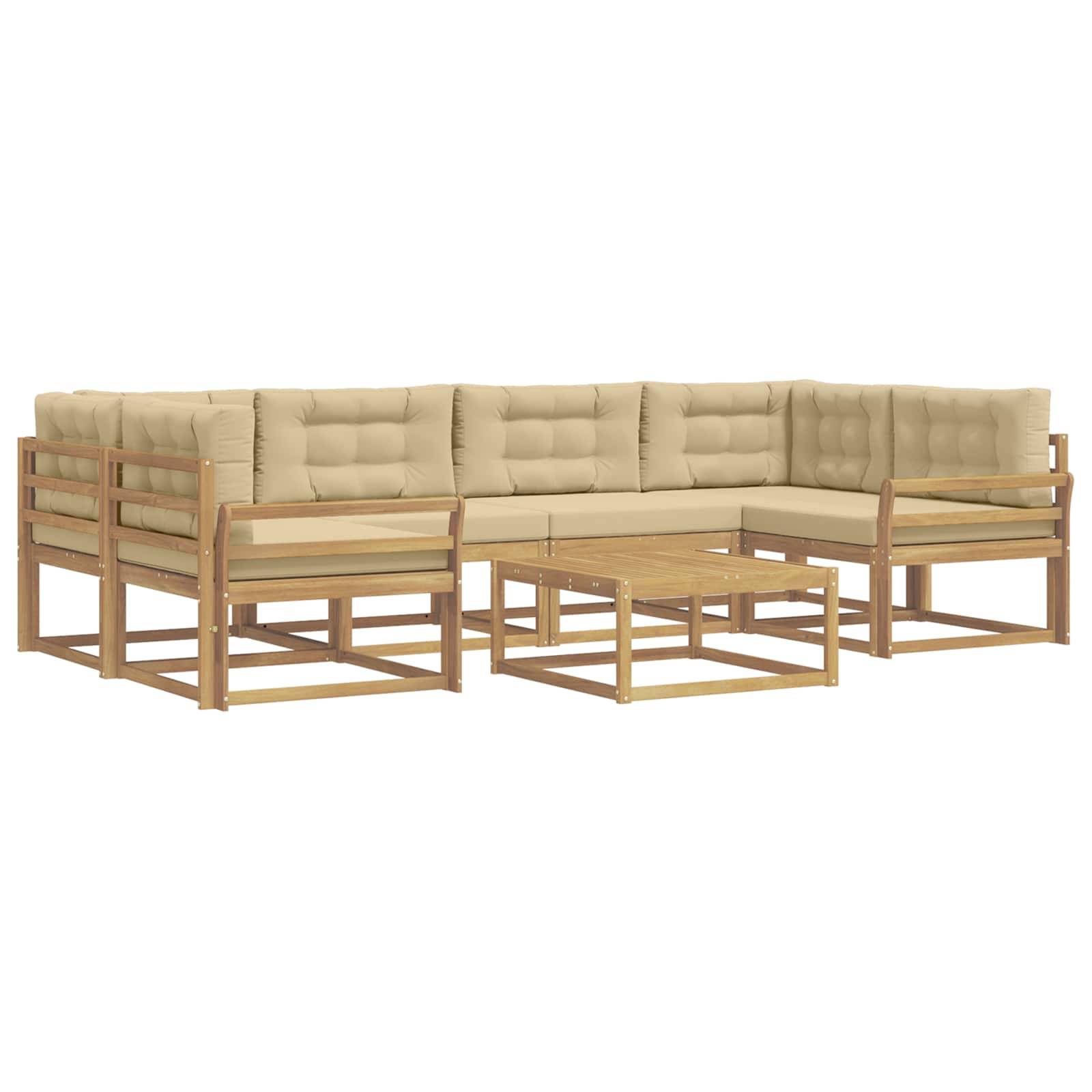 vidaXL Outdoor-Sofagarnitur mit Kissen 5 pcs Weiß und Beige