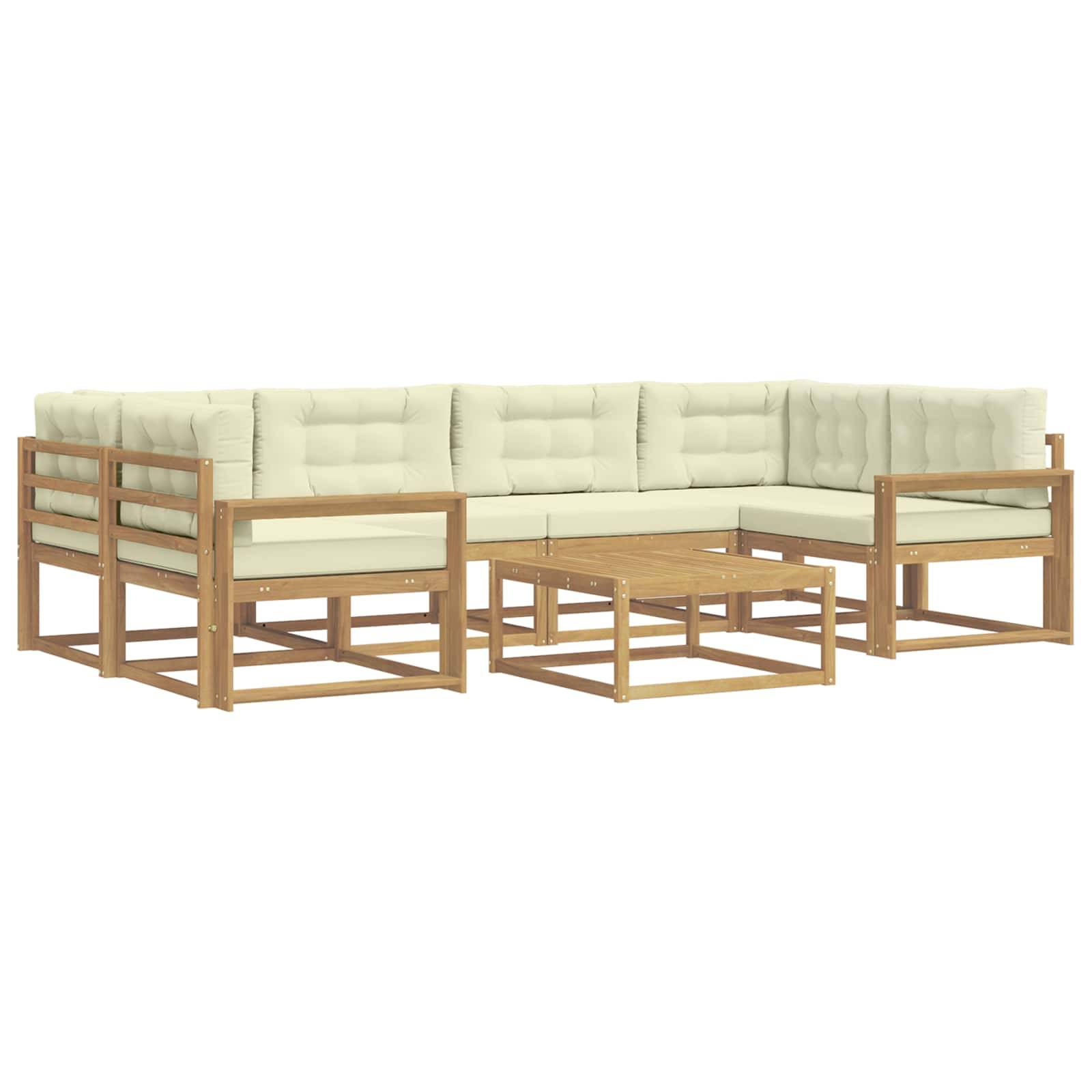 vidaXL Outdoor-Sofagarnitur mit Kissen 5 pcs Weiß und Creme