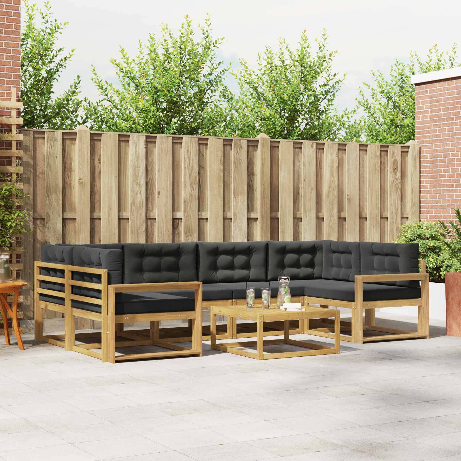 vidaXL Outdoor-Sofagarnitur mit Kissen 5 pcs Weiß und Anthrazit
