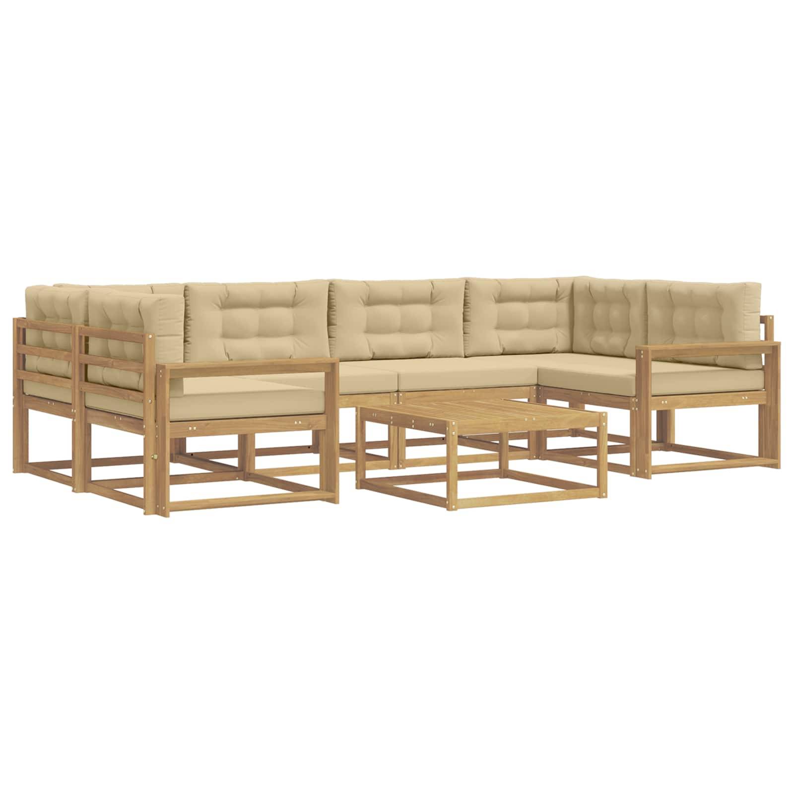 vidaXL Outdoor-Sofagarnitur mit Kissen 5 pcs Weiß und Beige