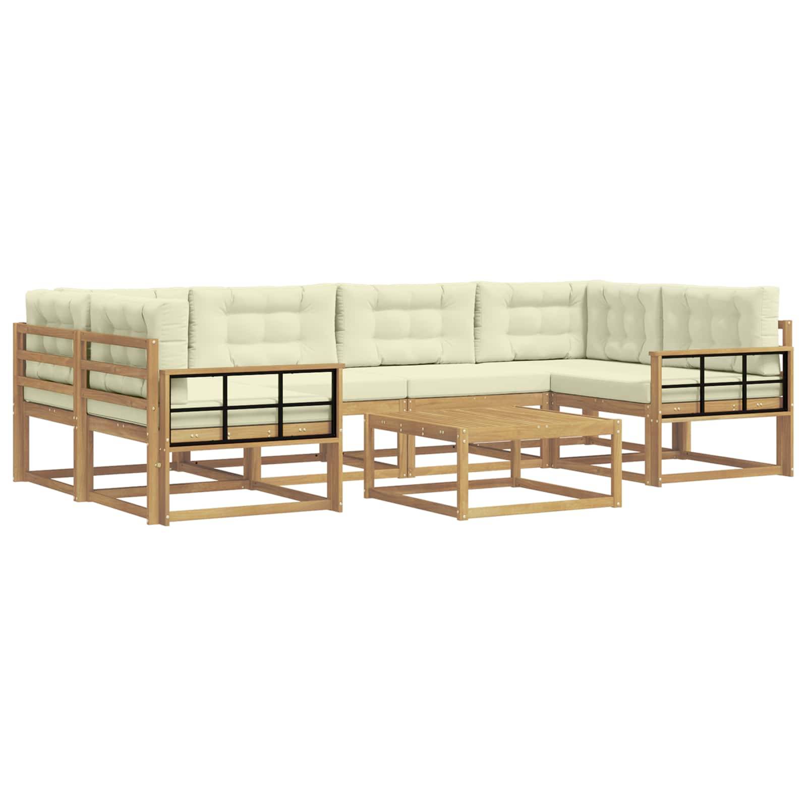 vidaXL Outdoor-Sofagarnitur mit Kissen 5 pcs Weiß und Creme