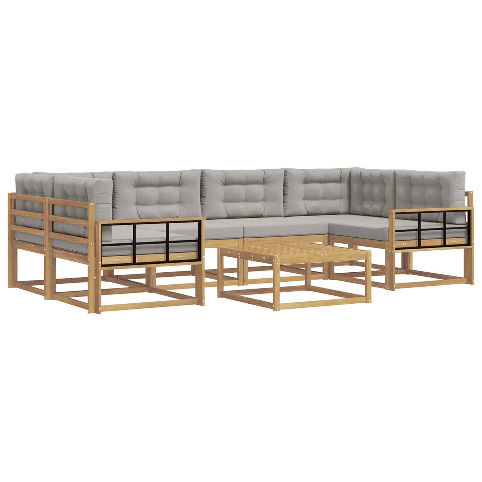 vidaXL Outdoor-Sofagarnitur mit Kissen 5 pcs Weiß und Hellgrau