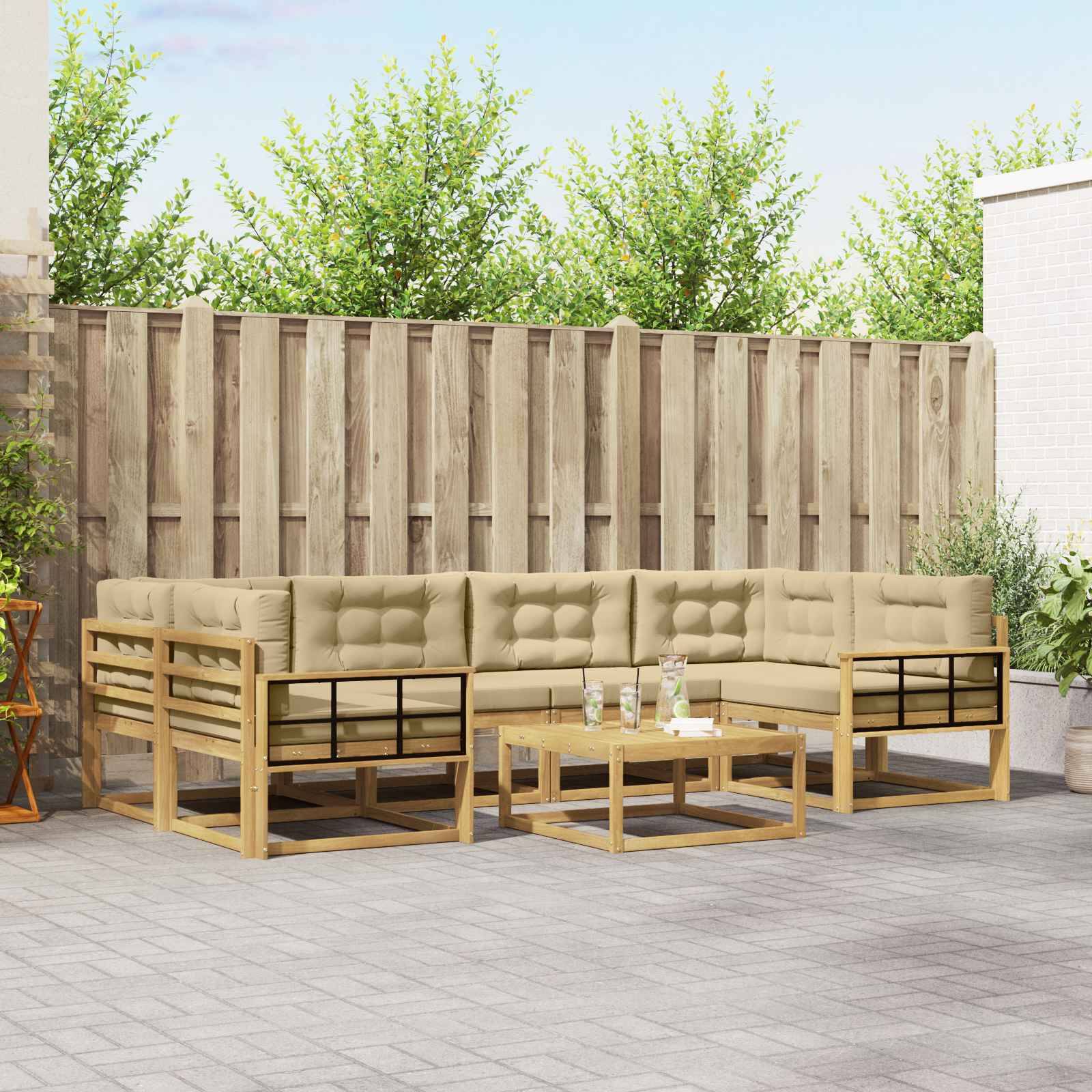 vidaXL Outdoor-Sofagarnitur mit Kissen 5 pcs Weiß und Beige