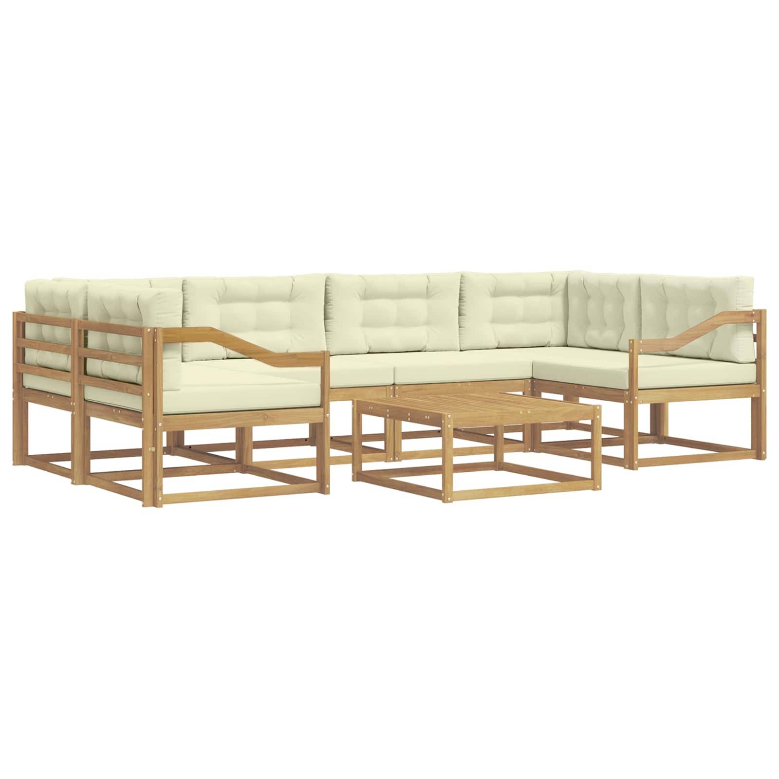 vidaXL Outdoor-Sofagarnitur mit Kissen 5 pcs Weiß und Creme