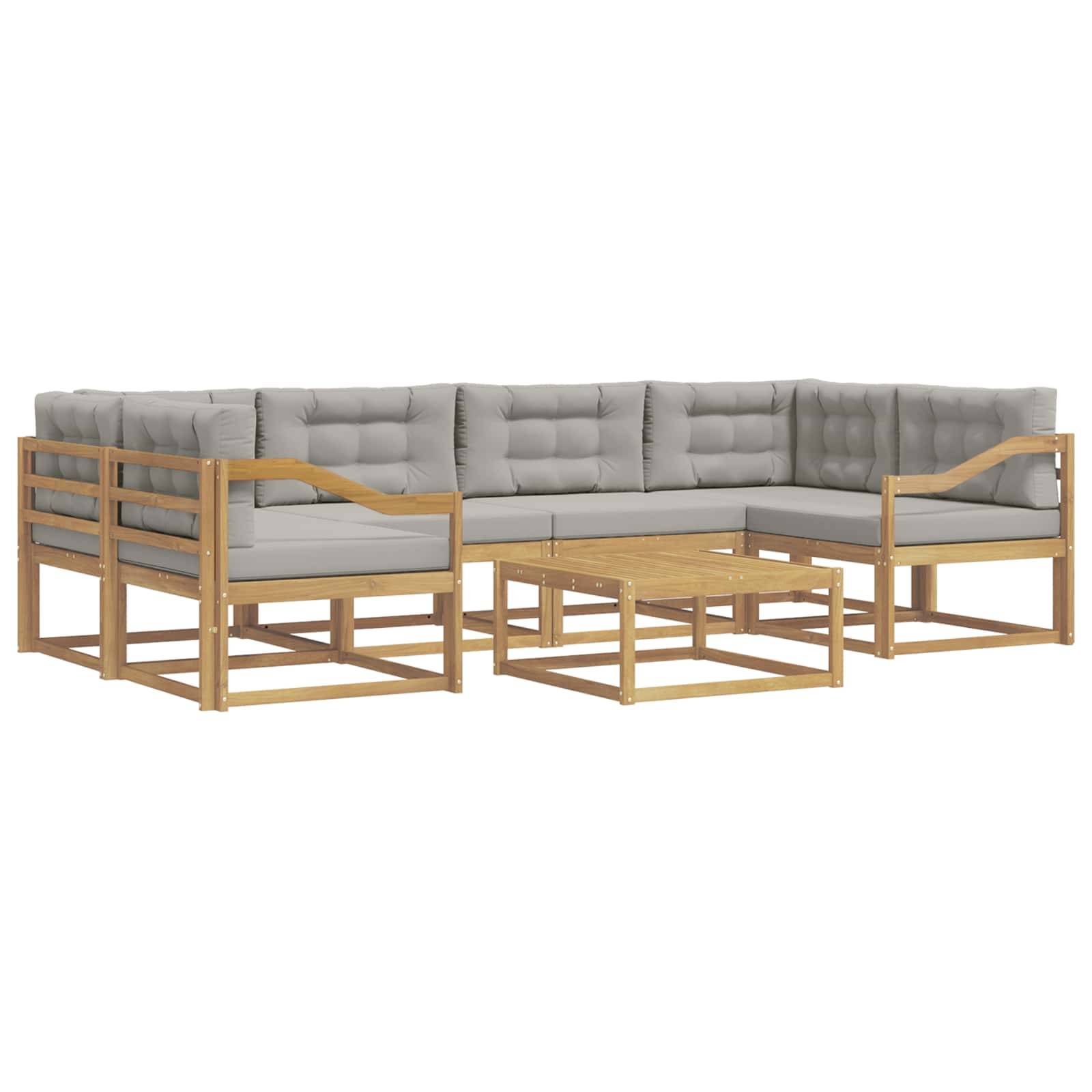 vidaXL Outdoor-Sofagarnitur mit Kissen 5 pcs Weiß und Hellgrau