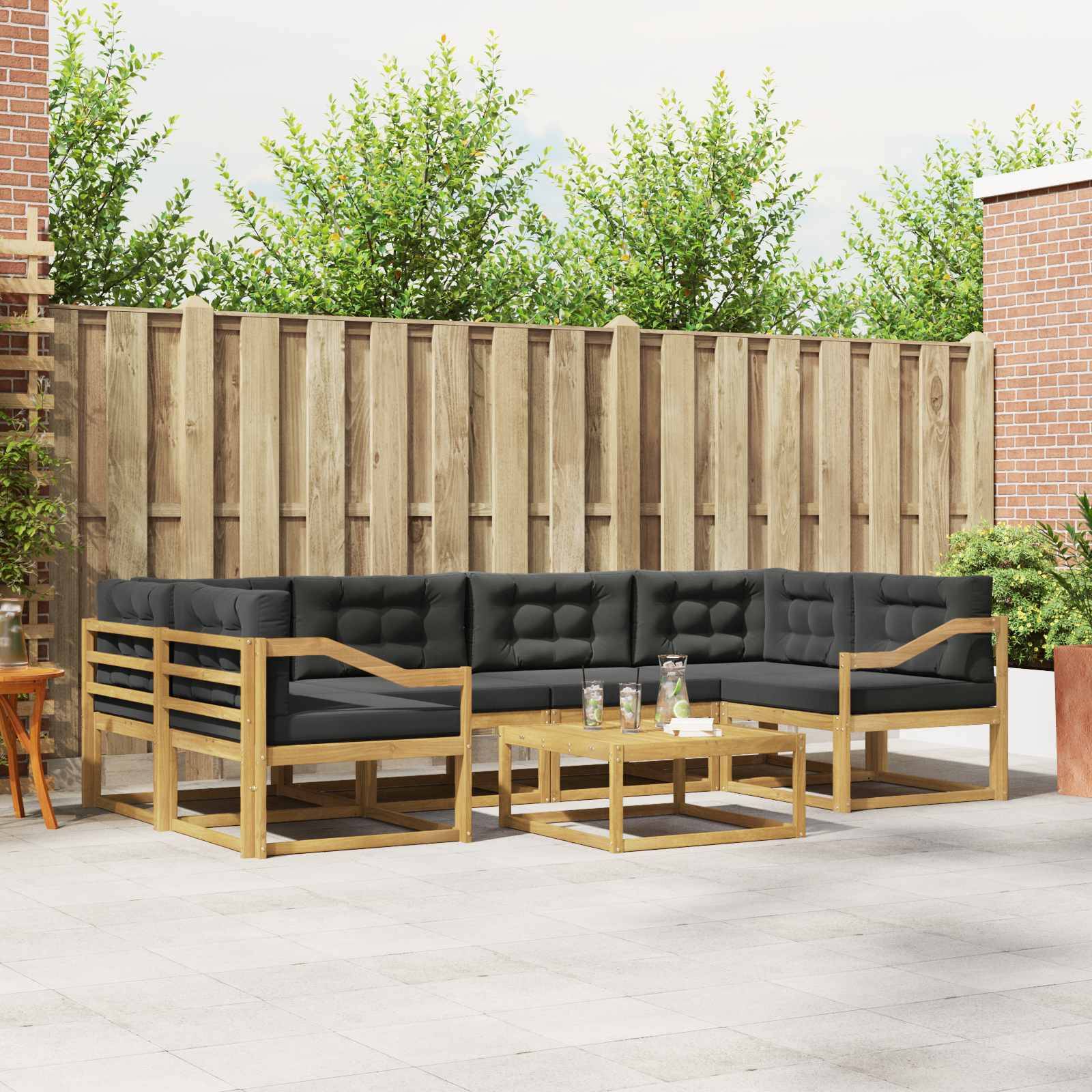 vidaXL Outdoor-Sofagarnitur mit Kissen 5 pcs Weiß und Anthrazit