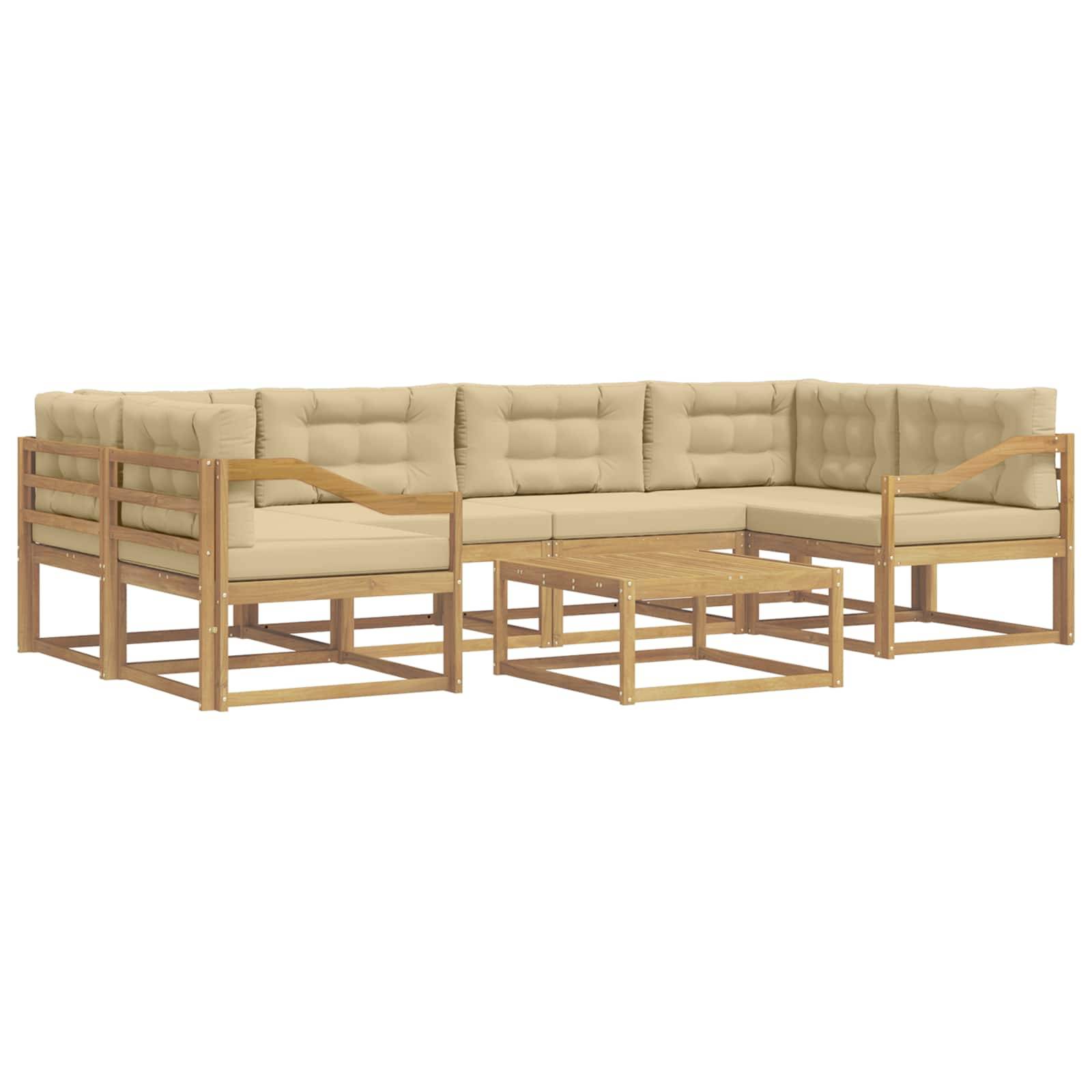 vidaXL Outdoor-Sofagarnitur mit Kissen 5 pcs Weiß und Beige